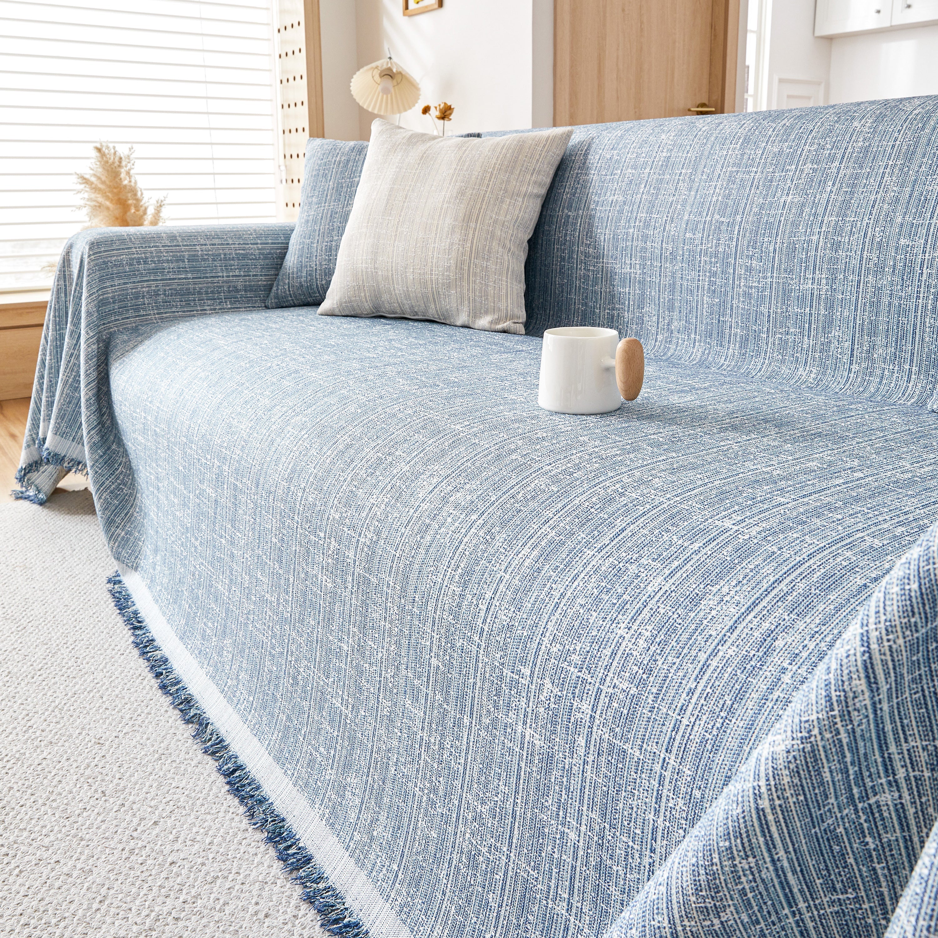 Couch Cover Blanket Couch Covers for Most Shape Sofas Washable Durable Sofa Throw Cover with Tassels - Image 69