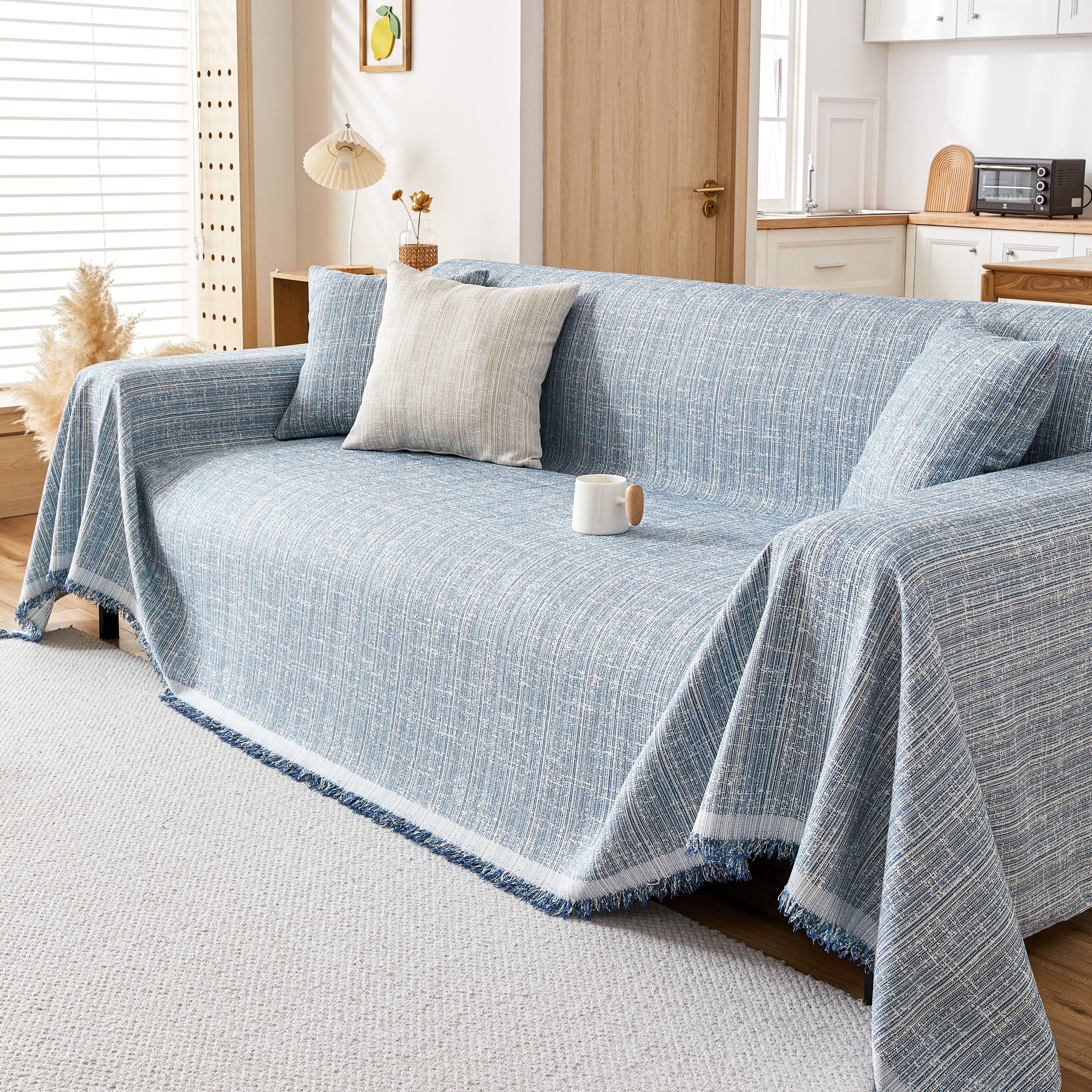 Couch Cover Blanket Couch Covers for Most Shape Sofas Washable Durable Sofa Throw Cover with Tassels - Image 84