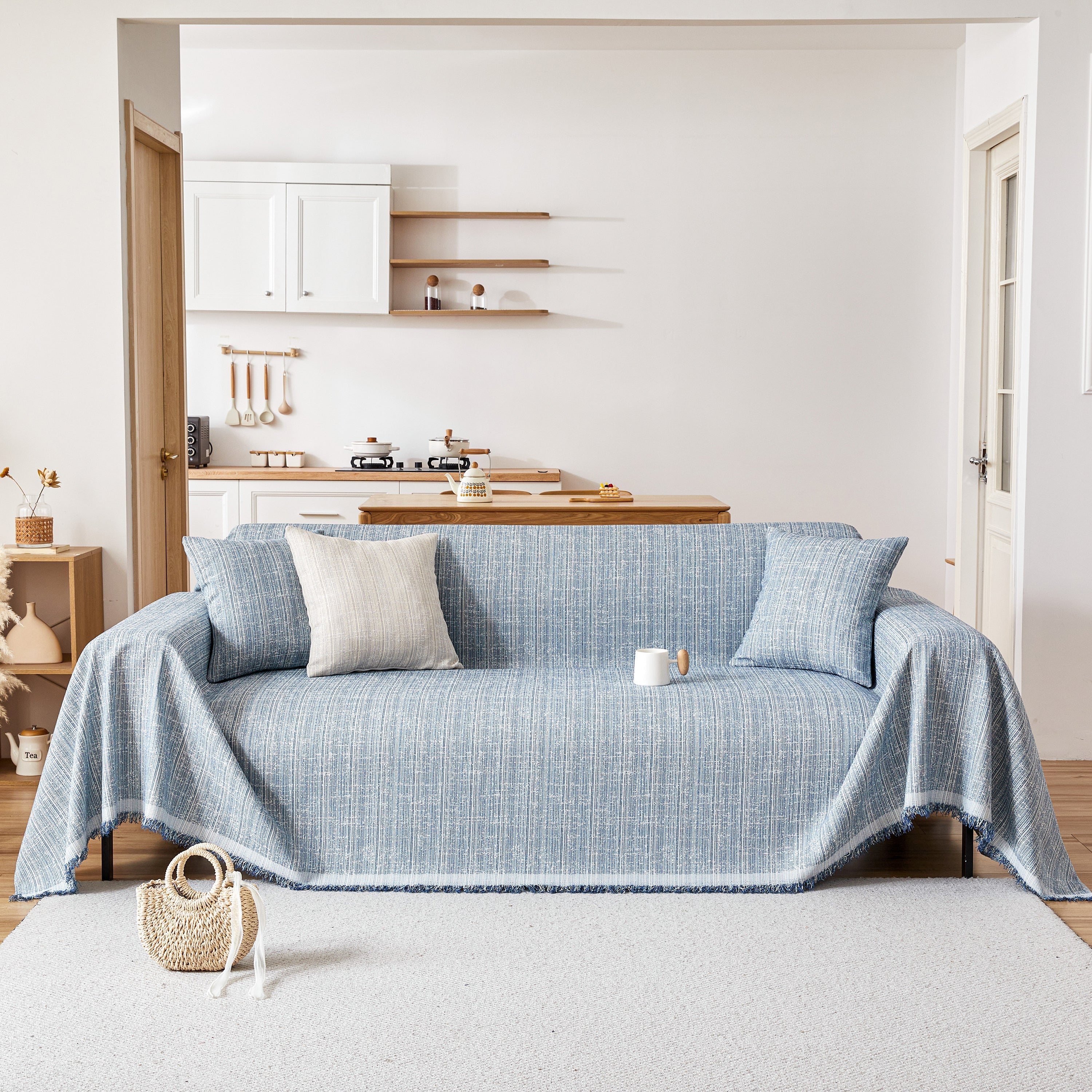 Couch Cover Blanket Couch Covers for Most Shape Sofas Washable Durable Sofa Throw Cover with Tassels - Image 85