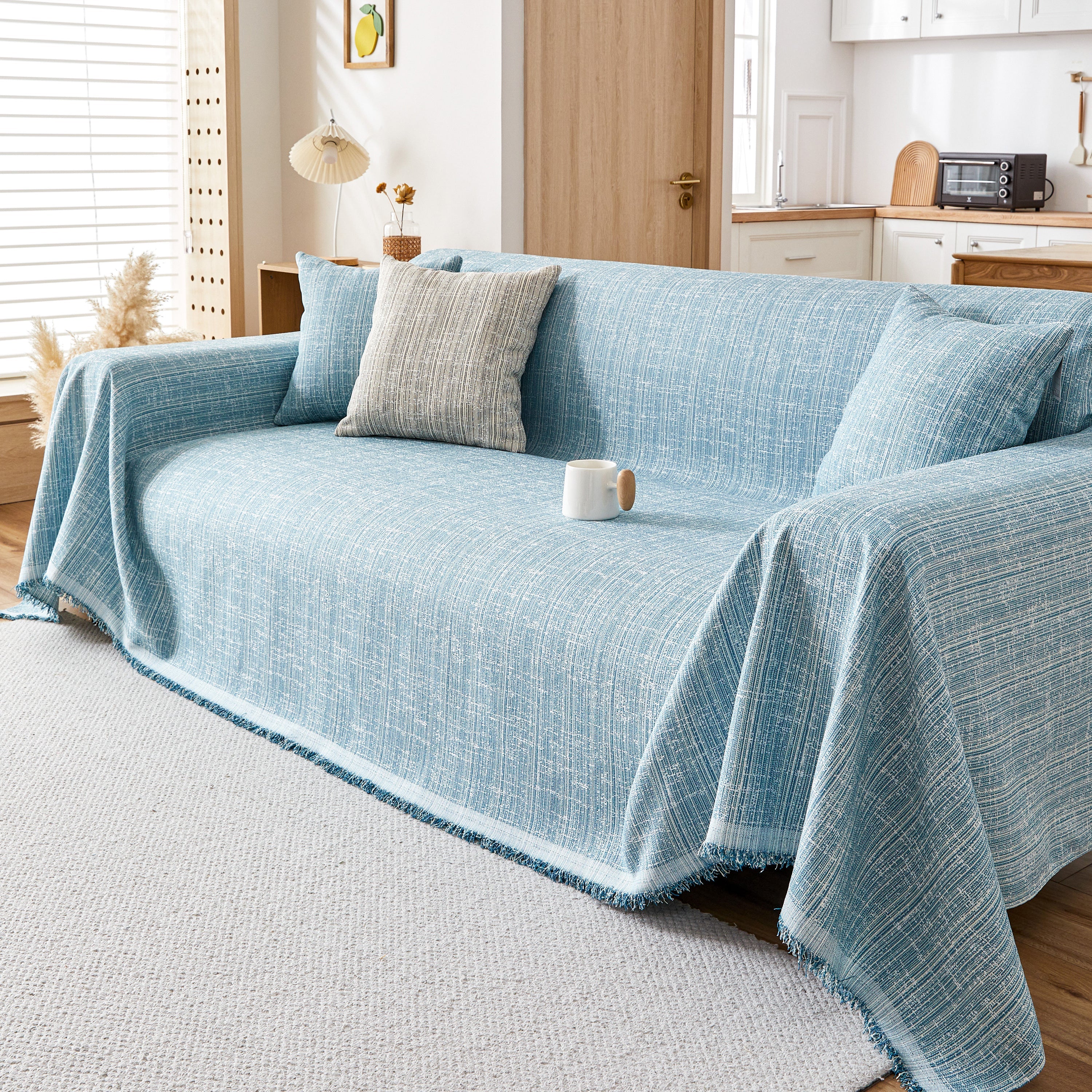 Couch Cover Blanket Couch Covers for Most Shape Sofas Washable Durable Sofa Throw Cover with Tassels - Image 87