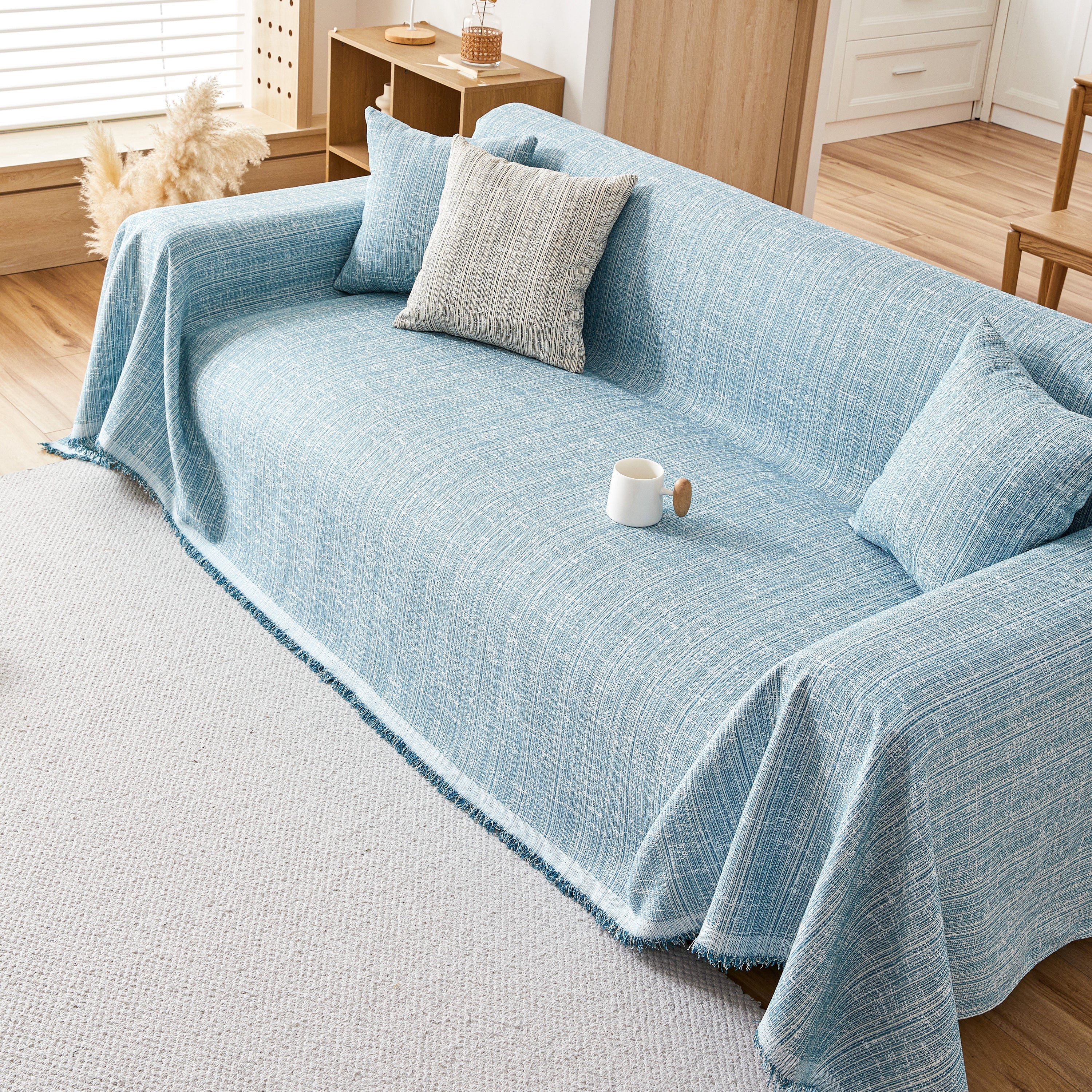 Couch Cover Blanket Couch Covers for Most Shape Sofas Washable Durable Sofa Throw Cover with Tassels - Image 88