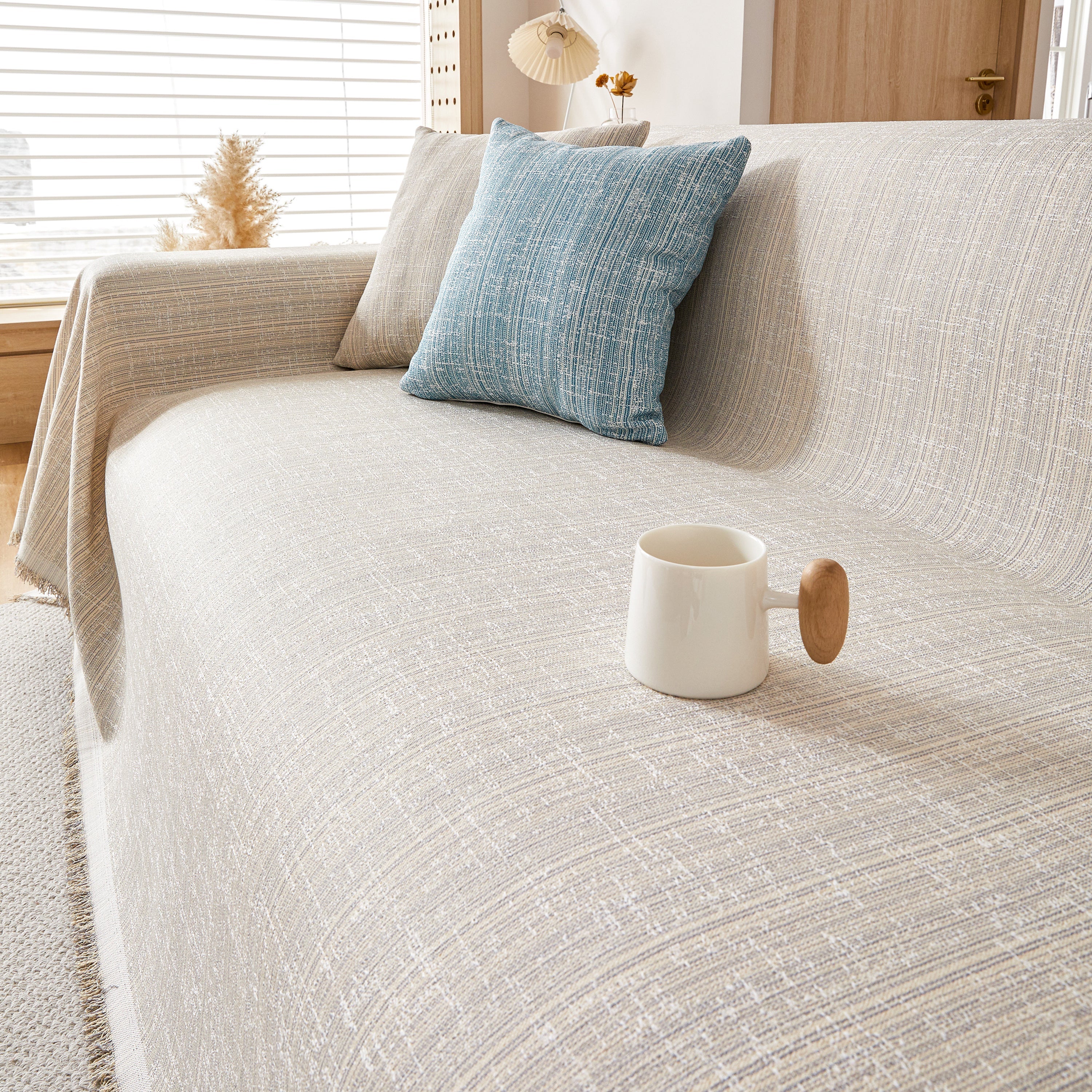 Couch Cover Blanket Couch Covers for Most Shape Sofas Washable Durable Sofa Throw Cover with Tassels - Image 9