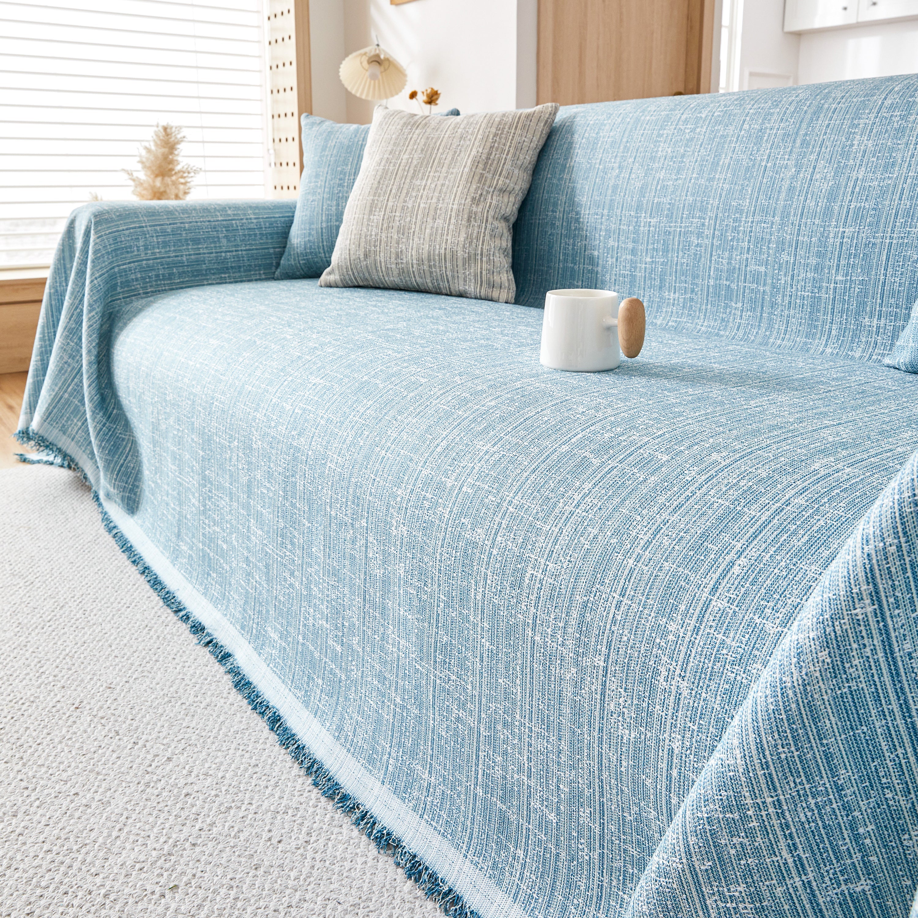 Couch Cover Blanket Couch Covers for Most Shape Sofas Washable Durable Sofa Throw Cover with Tassels - Image 95