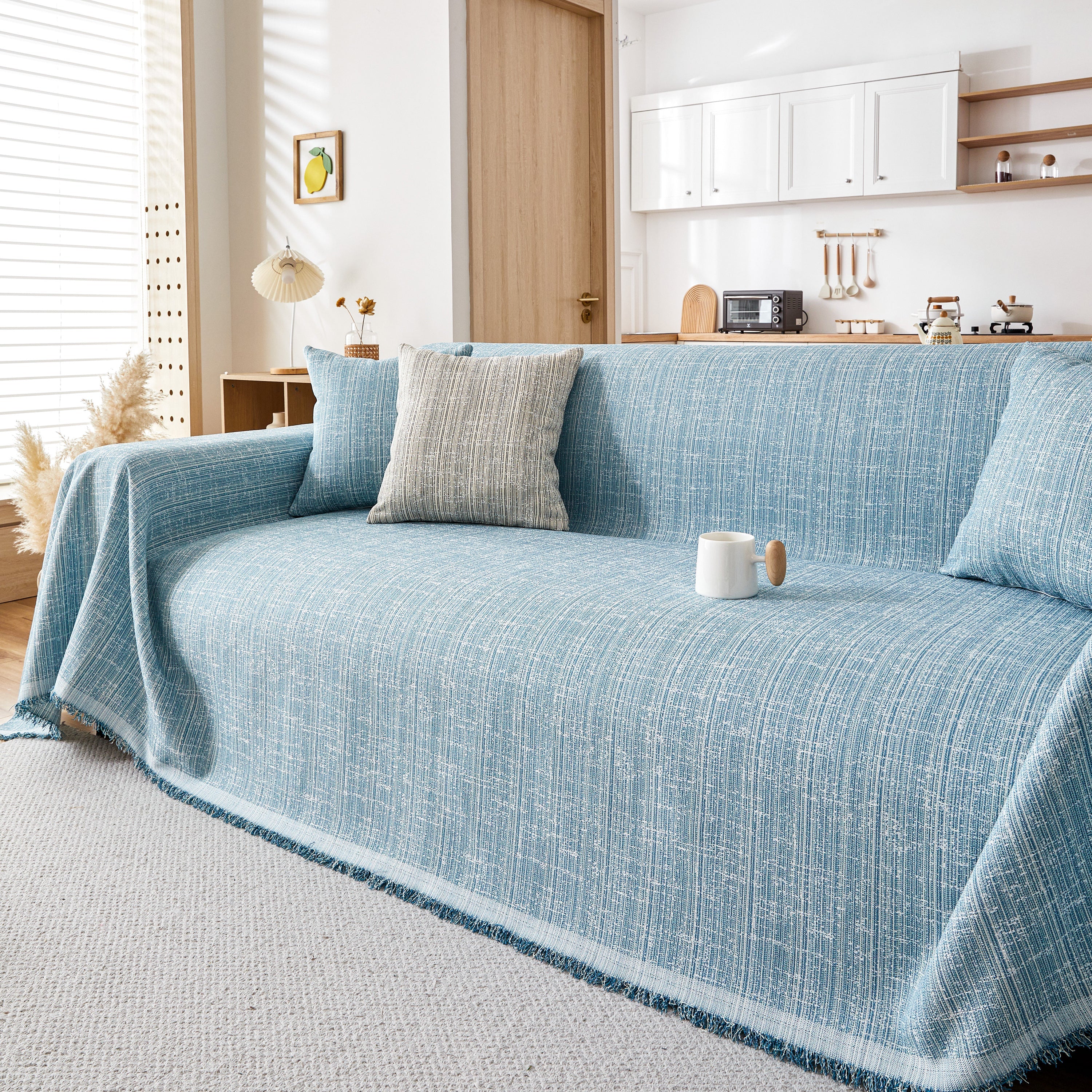 Couch Cover Blanket Couch Covers for Most Shape Sofas Washable Durable Sofa Throw Cover with Tassels - Image 97
