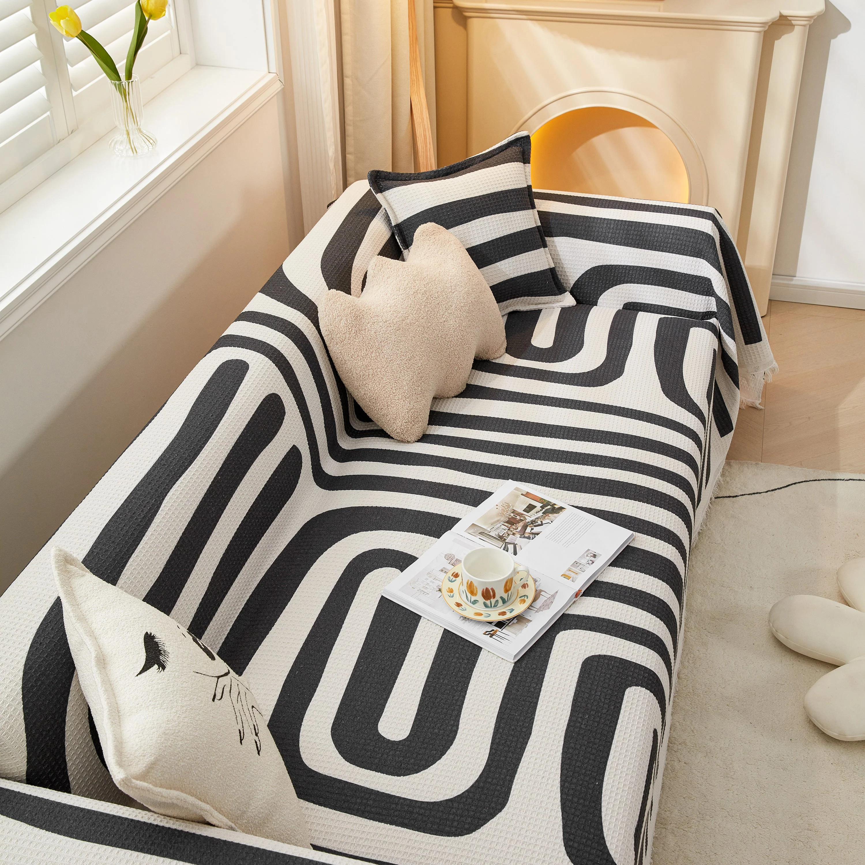 Couch Cover for Most Shape Sofas, Waffle Lattice Sofa Cover Throw, Washable Furniture Covers for Pets - Image 10