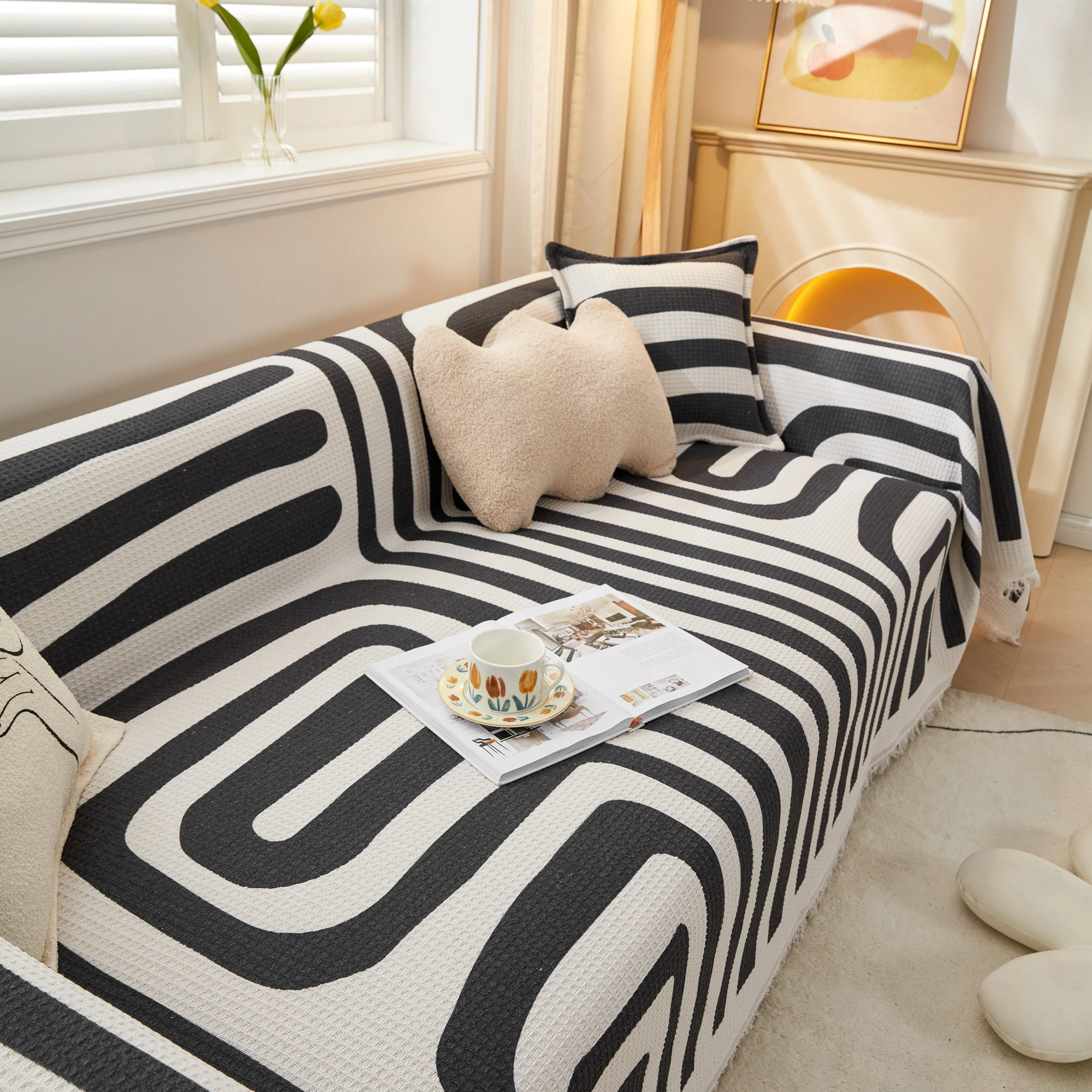 Couch Cover for Most Shape Sofas, Waffle Lattice Sofa Cover Throw, Washable Furniture Covers for Pets - Image 11