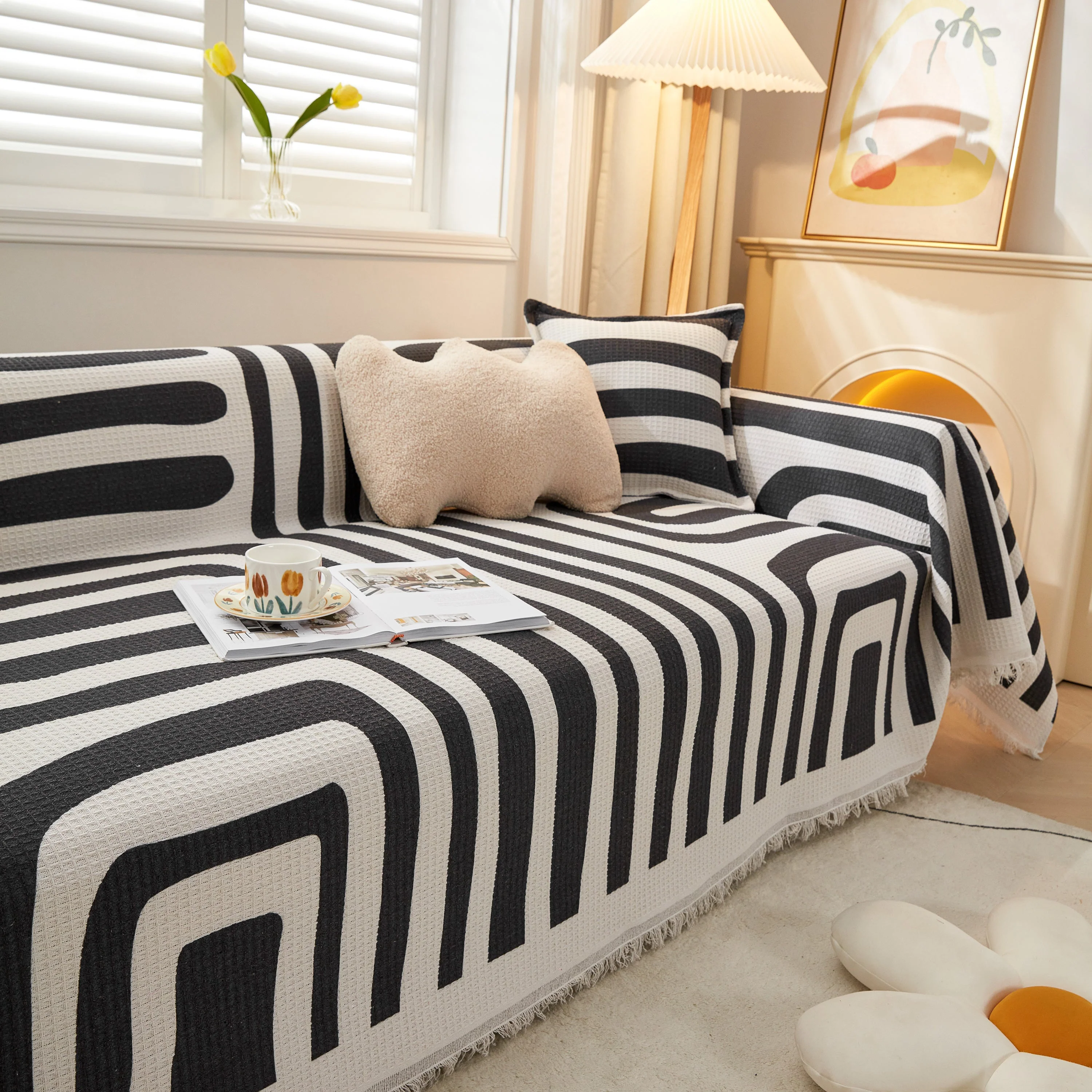 Couch Cover for Most Shape Sofas, Waffle Lattice Sofa Cover Throw, Washable Furniture Covers for Pets - Image 12