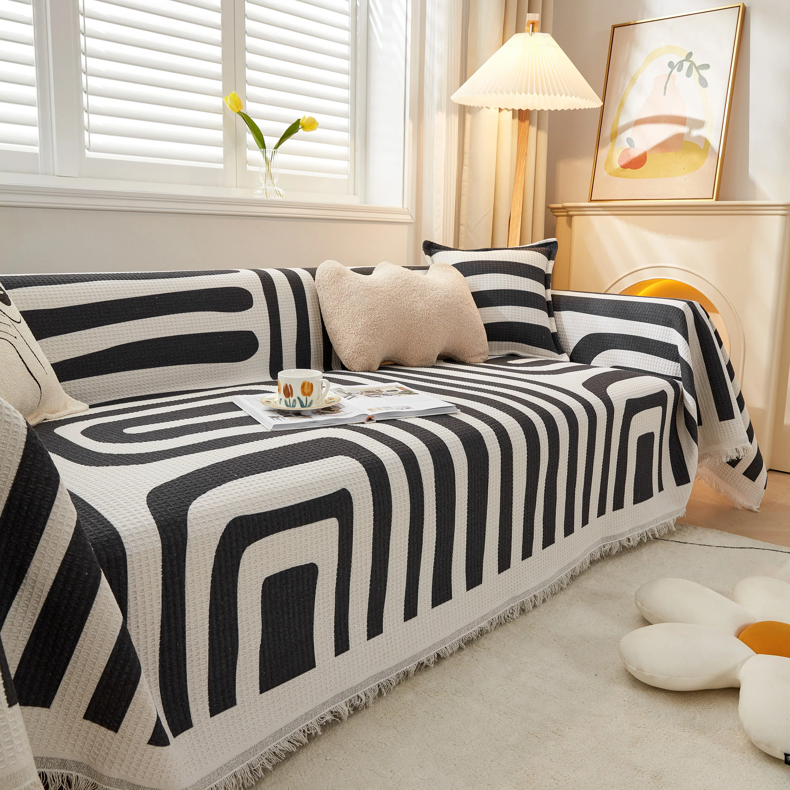 Couch Cover for Most Shape Sofas, Waffle Lattice Sofa Cover Throw, Washable Furniture Covers for Pets - Image 13