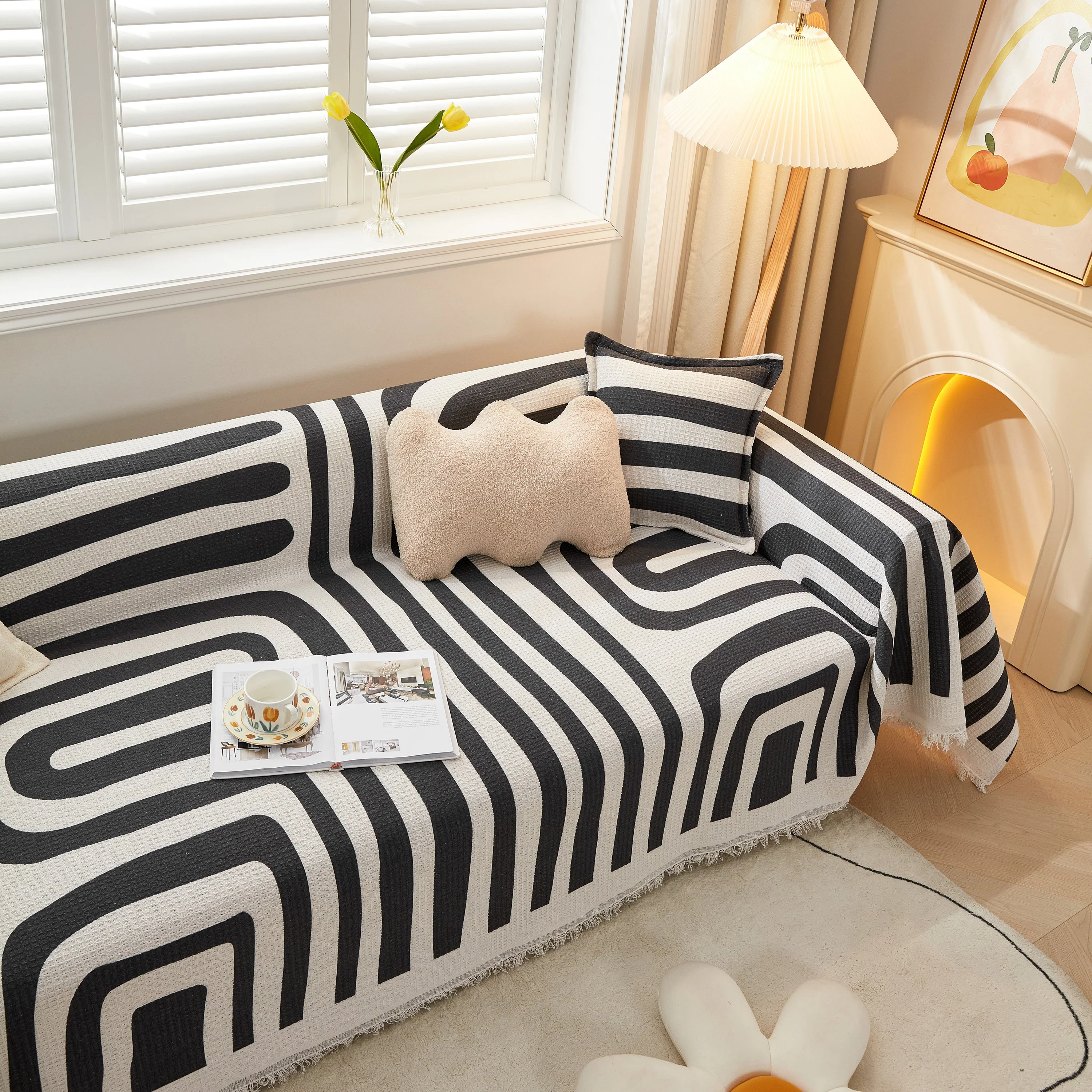 Couch Cover for Most Shape Sofas, Waffle Lattice Sofa Cover Throw, Washable Furniture Covers for Pets - Image 14