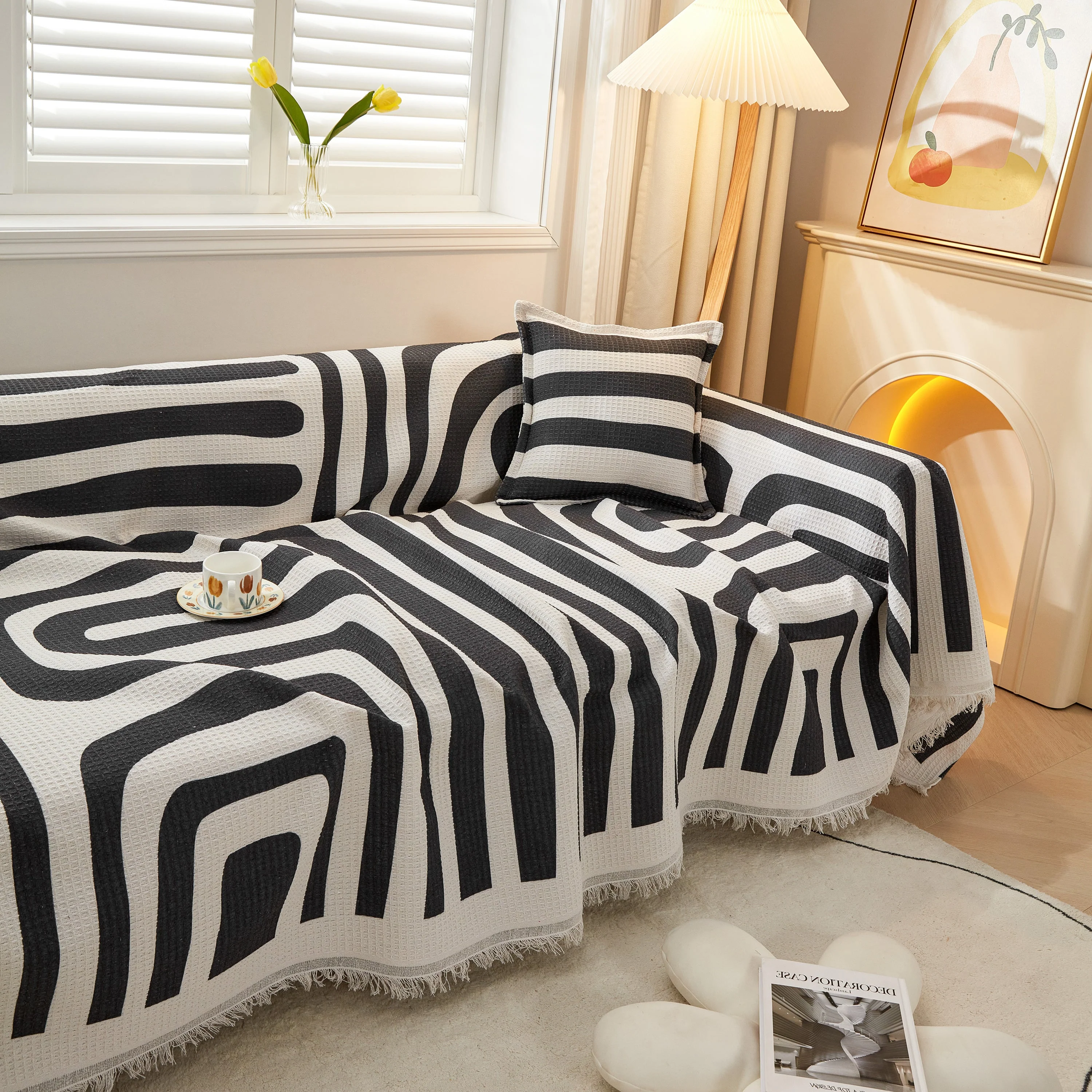Couch Cover for Most Shape Sofas, Waffle Lattice Sofa Cover Throw, Washable Furniture Covers for Pets - Image 17