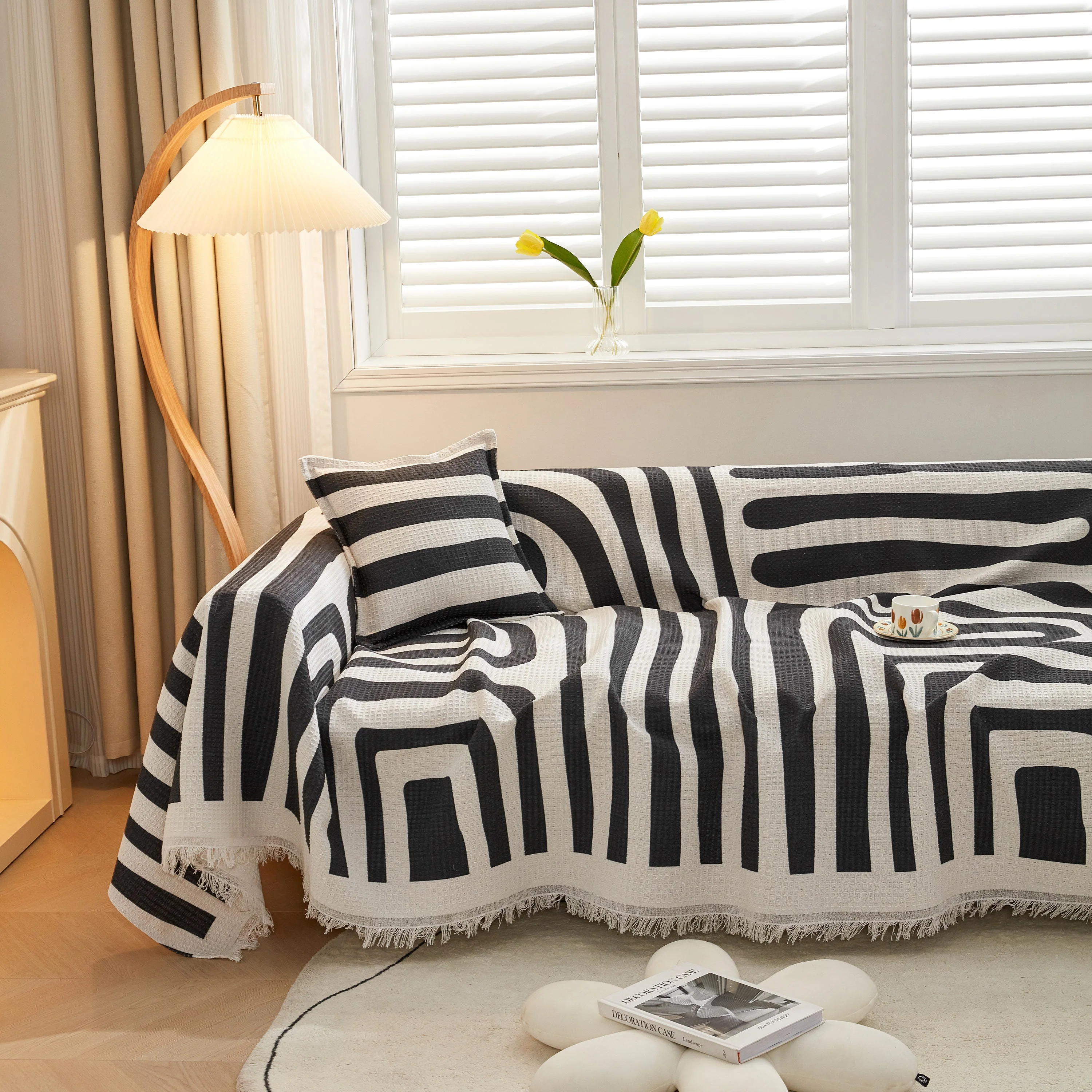 Couch Cover for Most Shape Sofas, Waffle Lattice Sofa Cover Throw, Washable Furniture Covers for Pets - Image 18