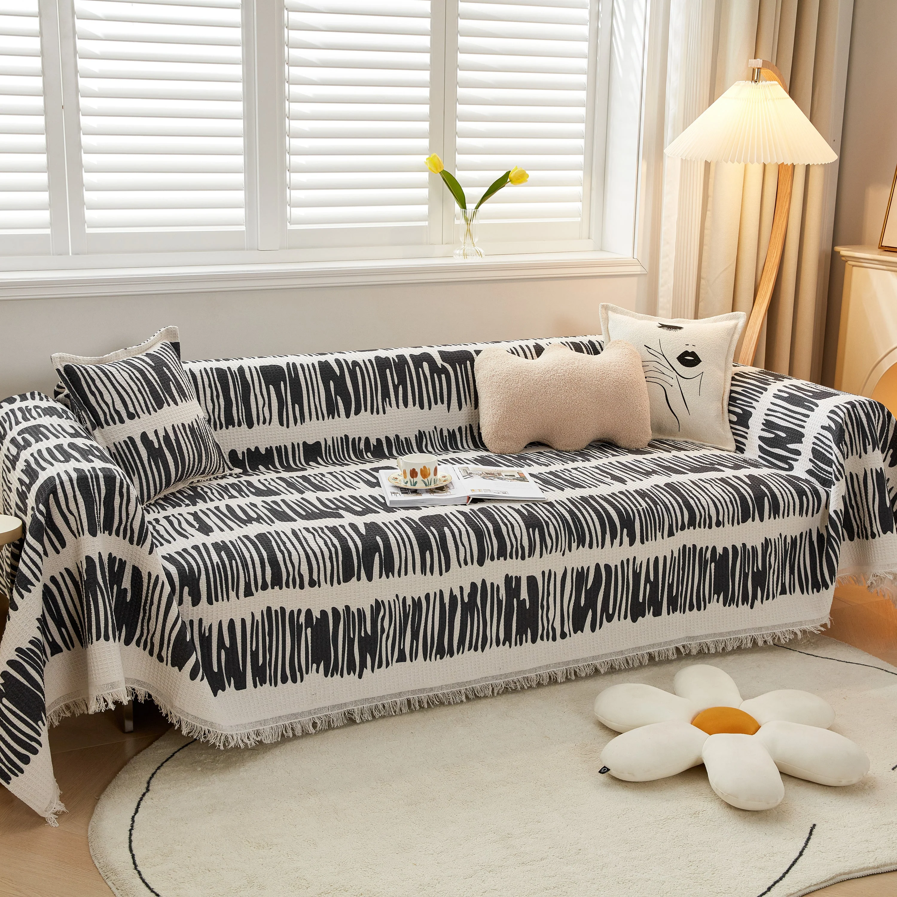 Couch Cover for Most Shape Sofas, Waffle Lattice Sofa Cover Throw, Washable Furniture Covers for Pets - Image 19