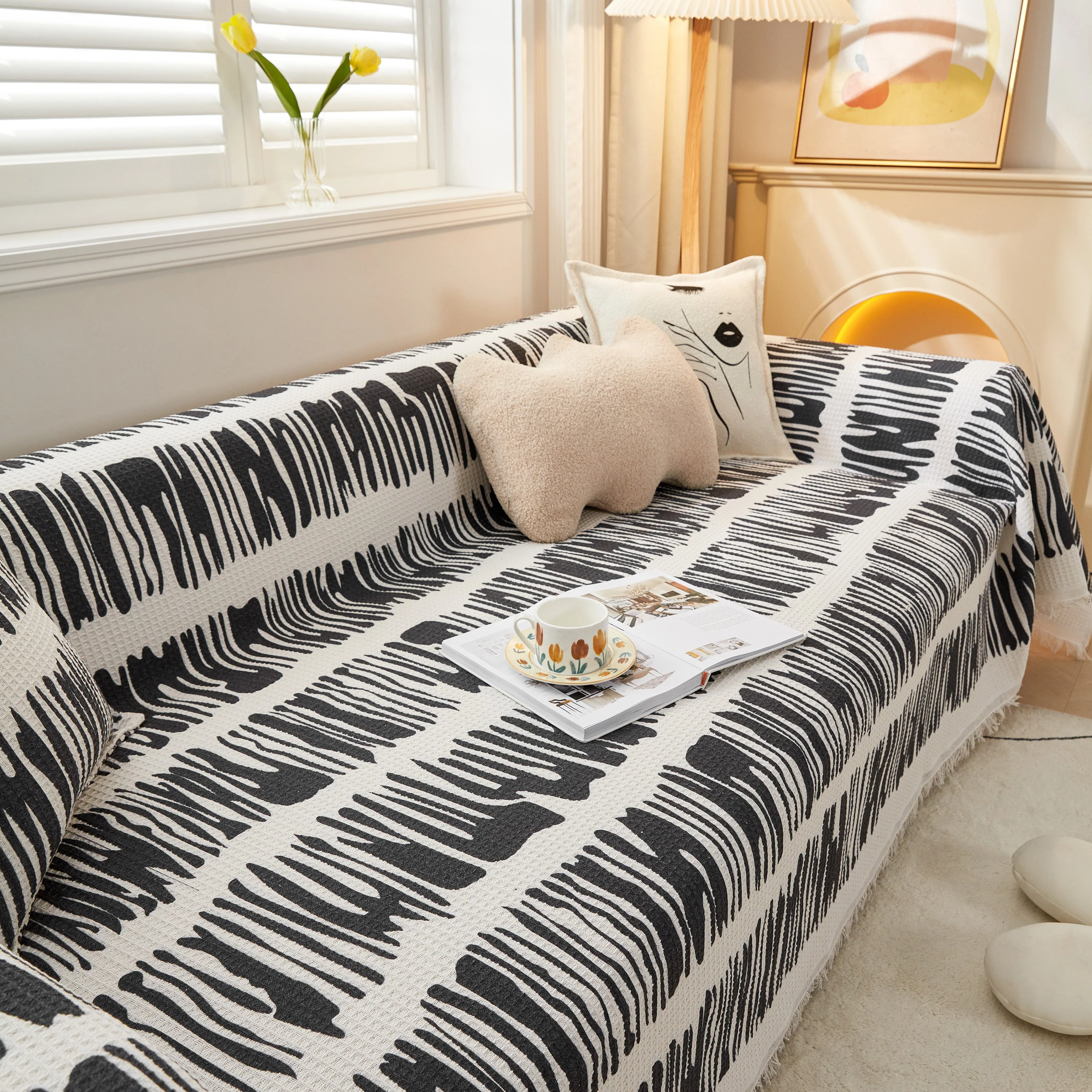 Couch Cover for Most Shape Sofas, Waffle Lattice Sofa Cover Throw, Washable Furniture Covers for Pets - Image 25