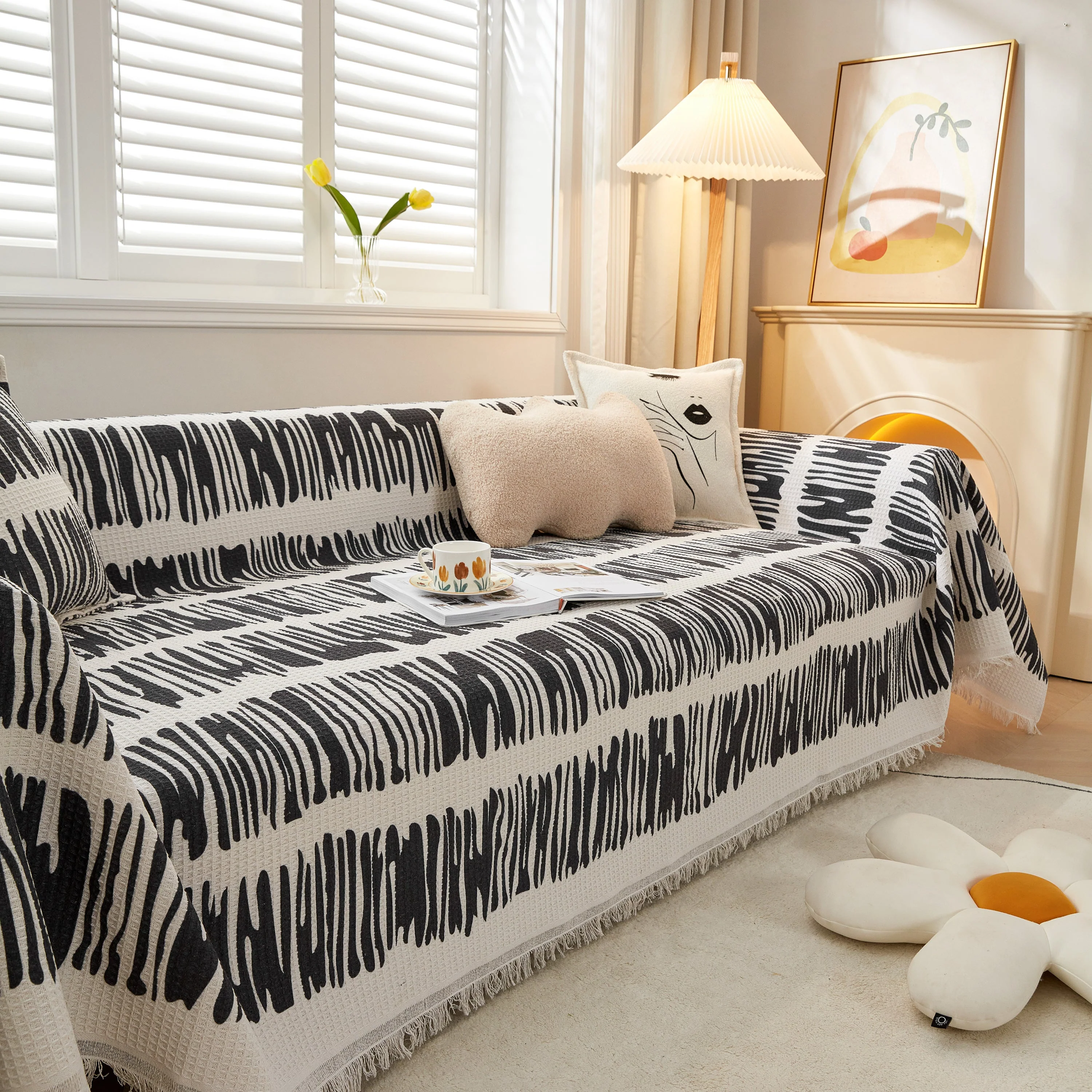 Couch Cover for Most Shape Sofas, Waffle Lattice Sofa Cover Throw, Washable Furniture Covers for Pets - Image 26