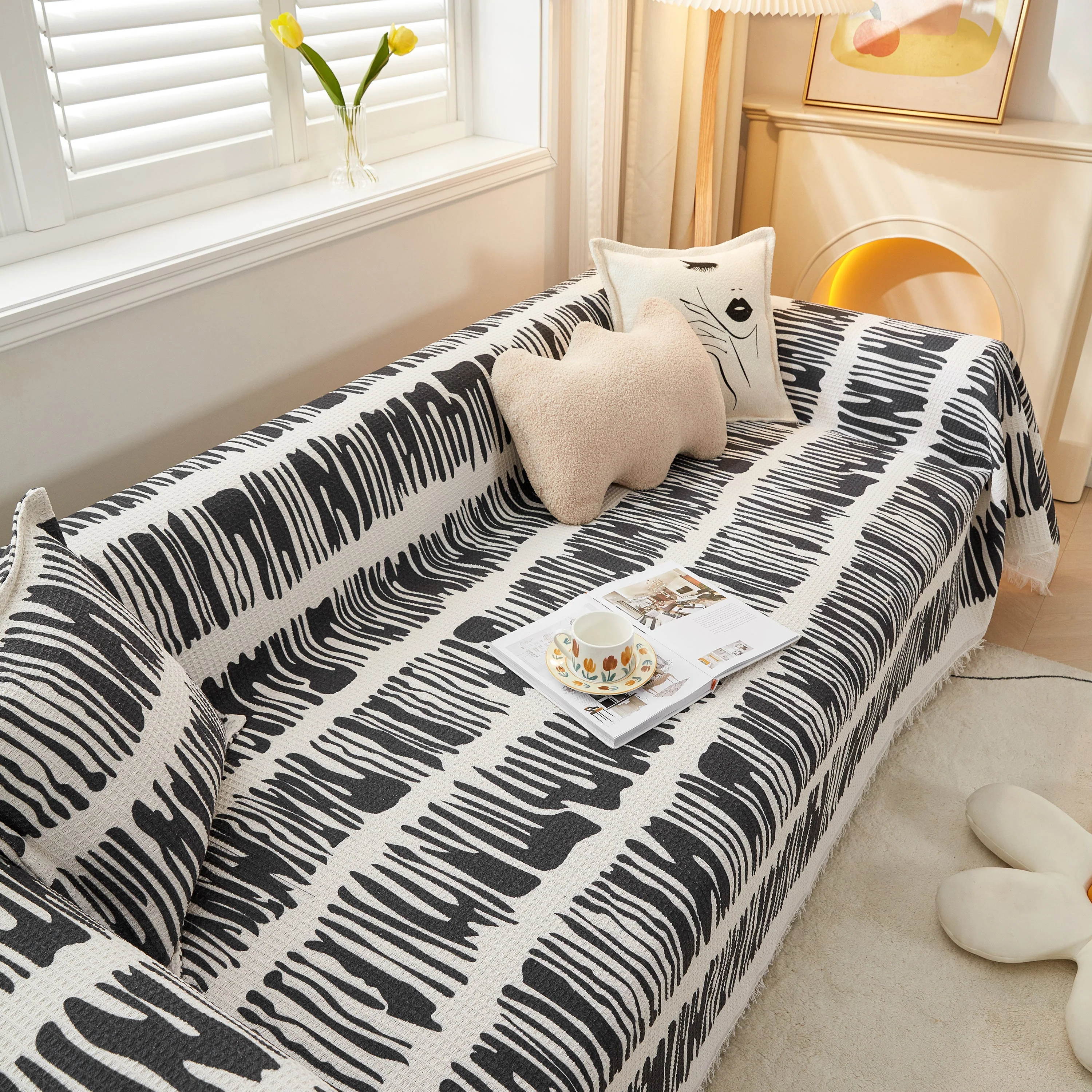 Couch Cover for Most Shape Sofas, Waffle Lattice Sofa Cover Throw, Washable Furniture Covers for Pets - Image 28