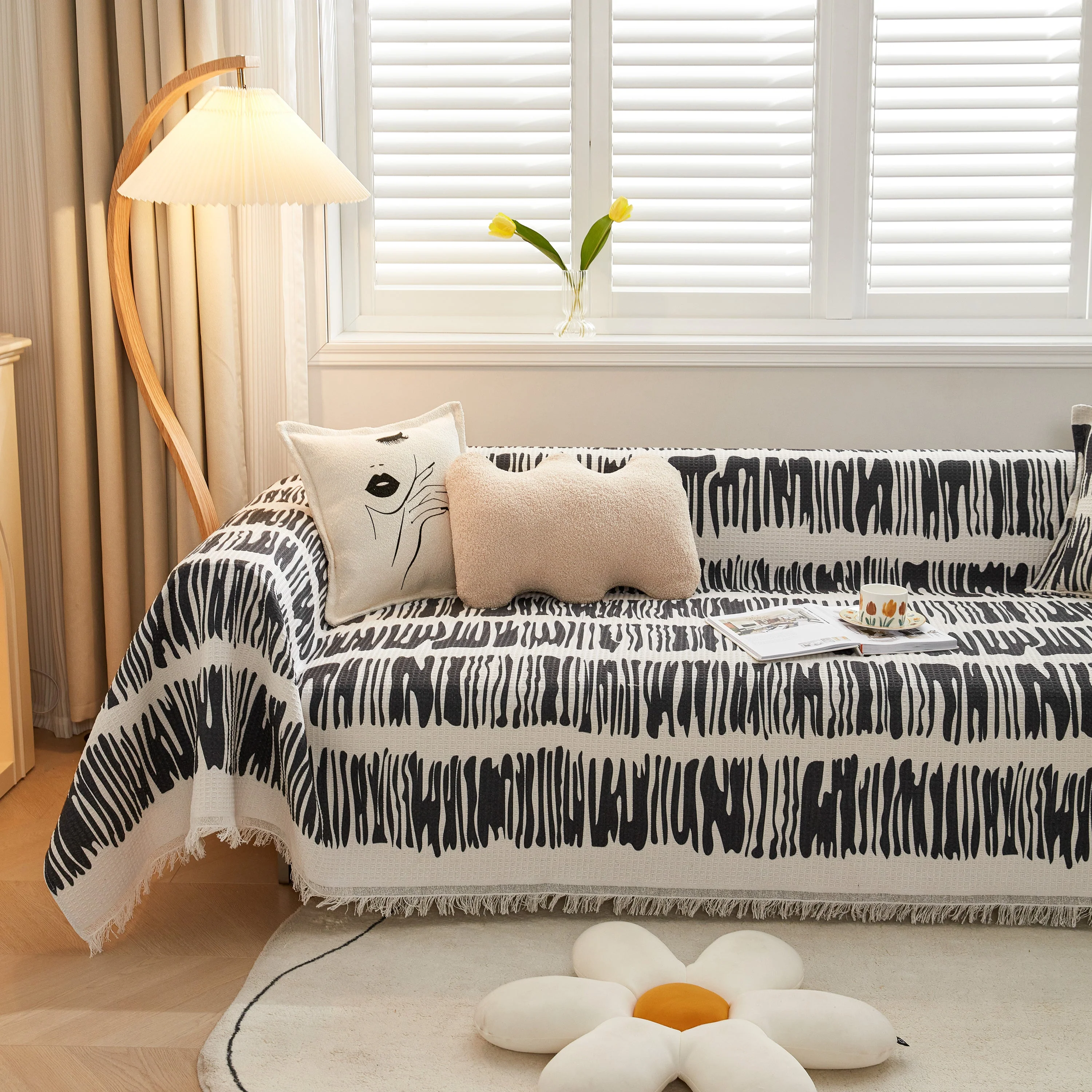 Couch Cover for Most Shape Sofas, Waffle Lattice Sofa Cover Throw, Washable Furniture Covers for Pets - Image 29