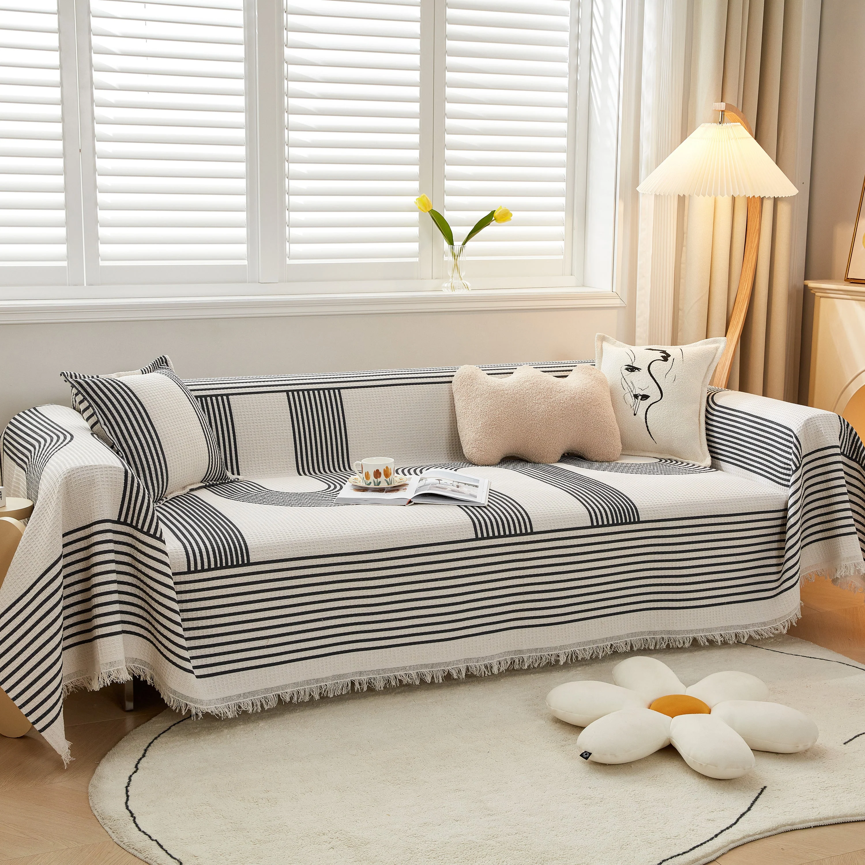 Couch Cover for Most Shape Sofas, Waffle Lattice Sofa Cover Throw, Washable Furniture Covers for Pets - Image 38