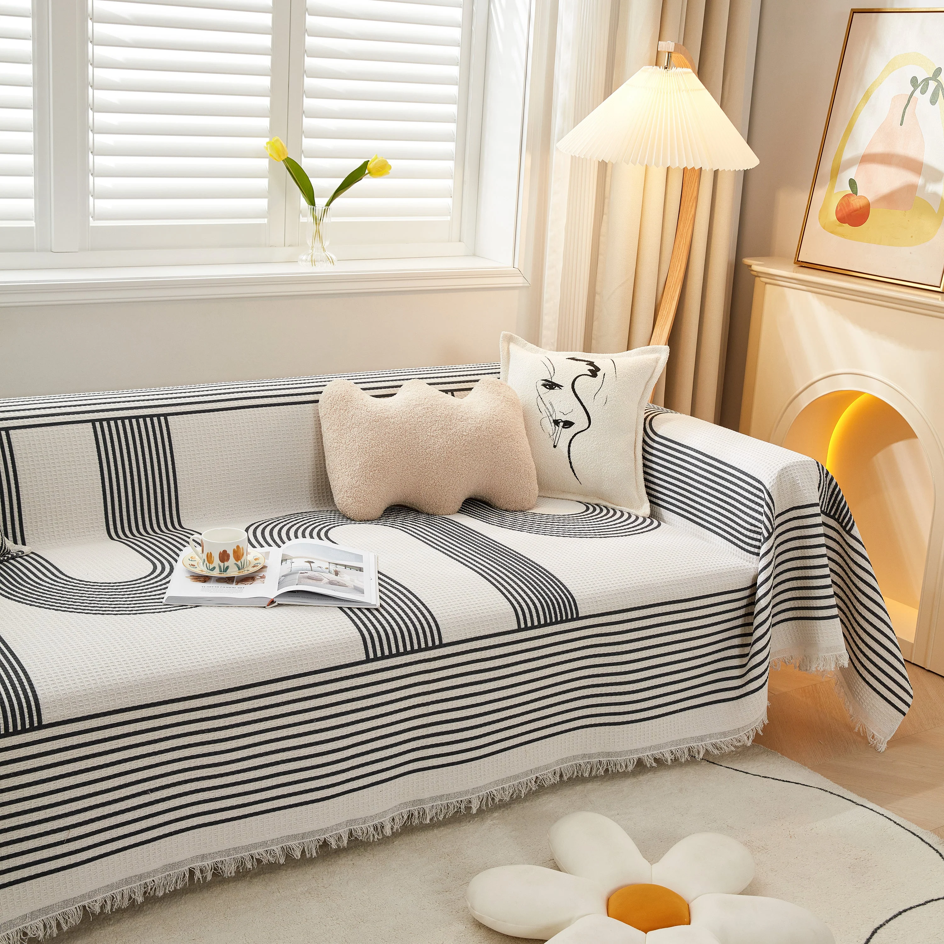Couch Cover for Most Shape Sofas, Waffle Lattice Sofa Cover Throw, Washable Furniture Covers for Pets - Image 39