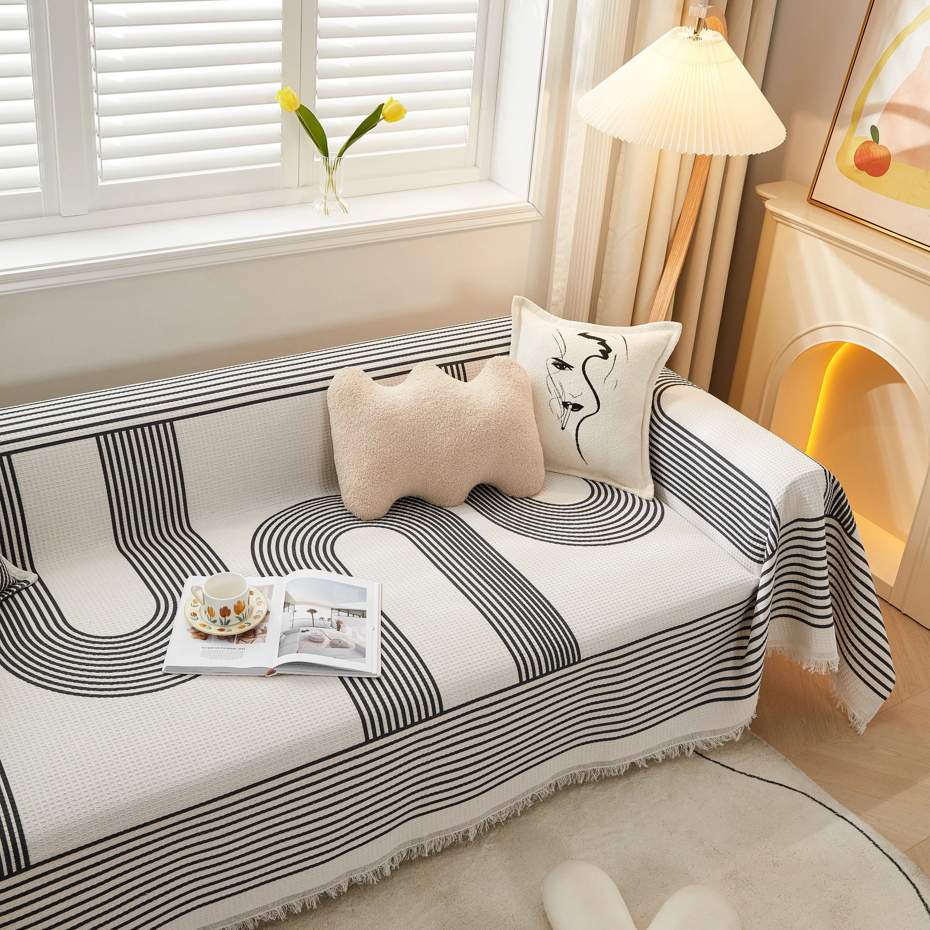 Couch Cover for Most Shape Sofas, Waffle Lattice Sofa Cover Throw, Washable Furniture Covers for Pets - Image 40