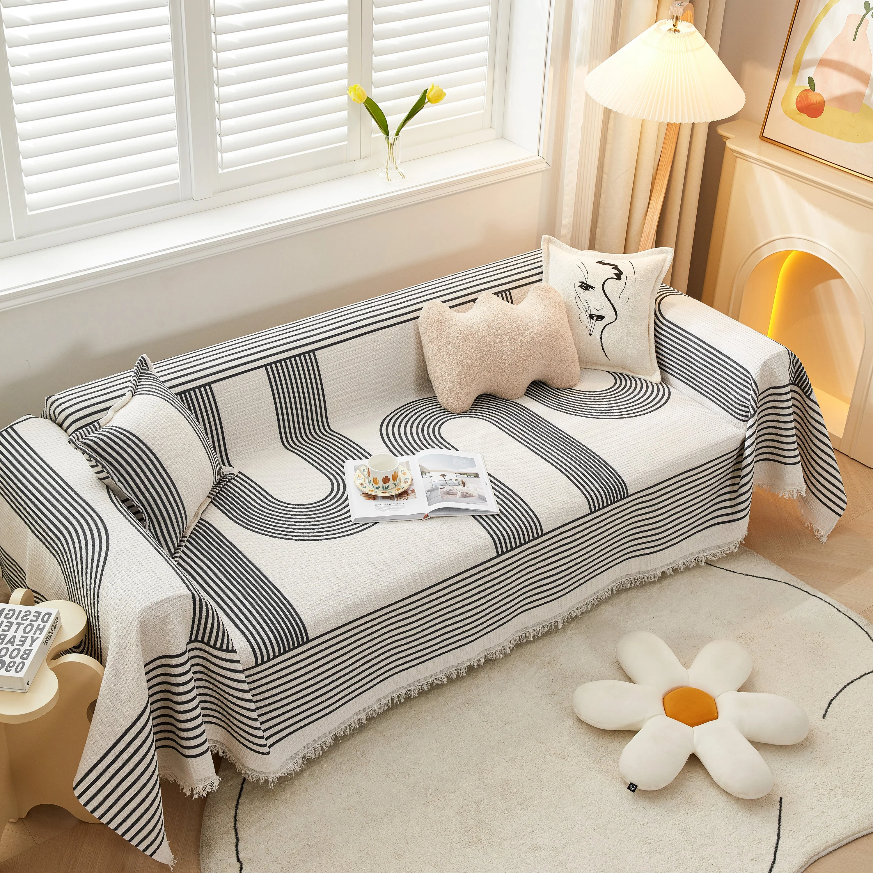 Couch Cover for Most Shape Sofas, Waffle Lattice Sofa Cover Throw, Washable Furniture Covers for Pets - Image 41