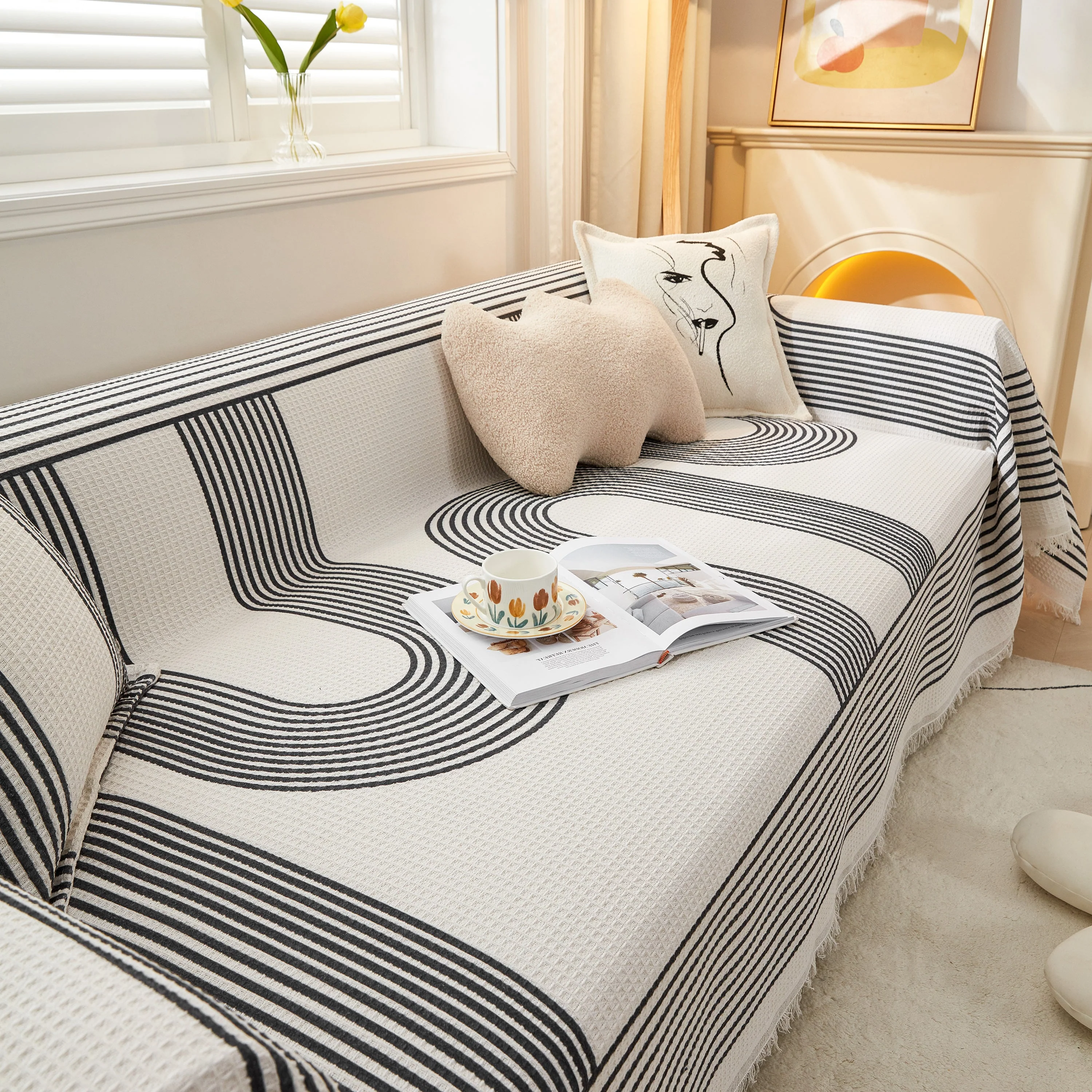 Couch Cover for Most Shape Sofas, Waffle Lattice Sofa Cover Throw, Washable Furniture Covers for Pets - Image 45