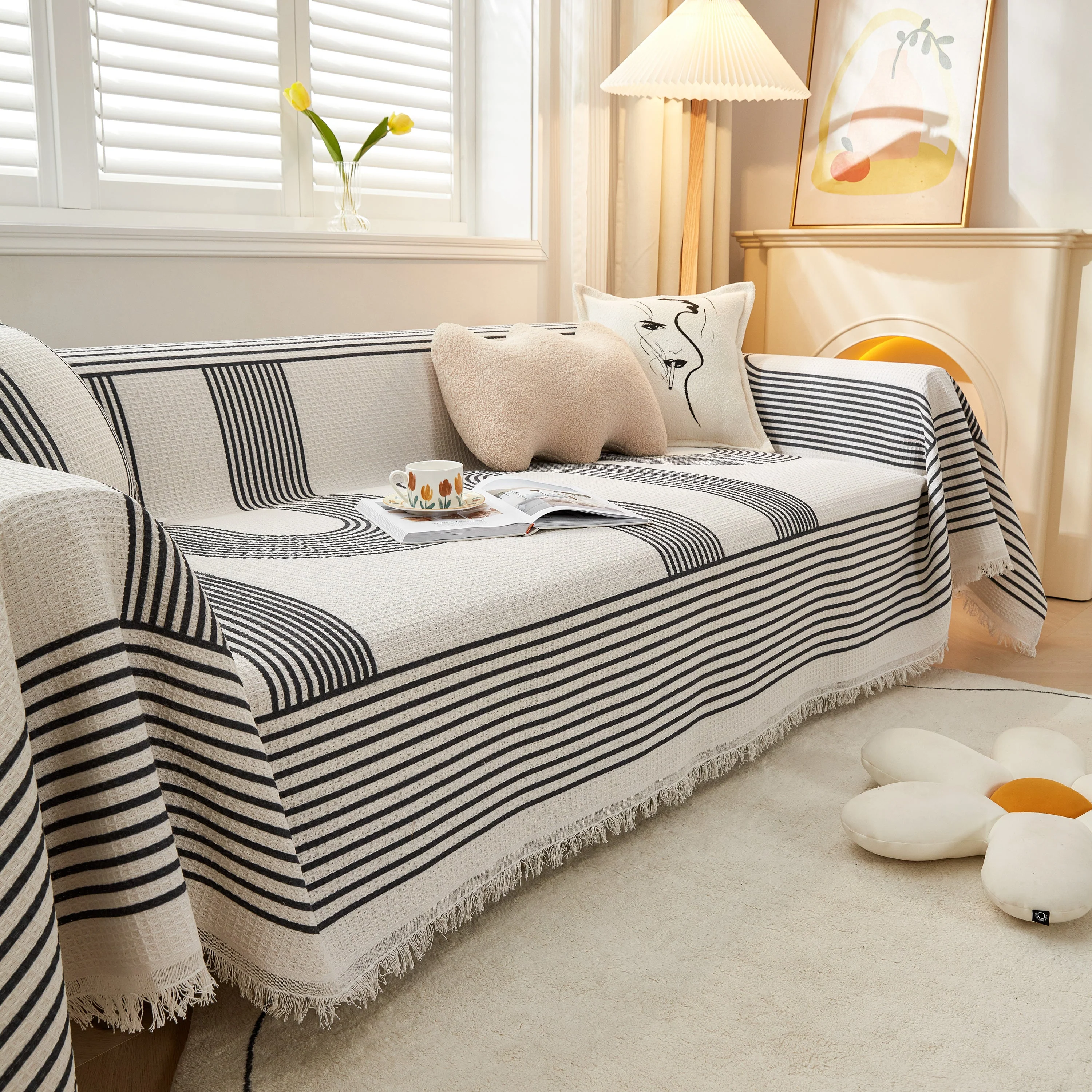 Couch Cover for Most Shape Sofas, Waffle Lattice Sofa Cover Throw, Washable Furniture Covers for Pets - Image 46