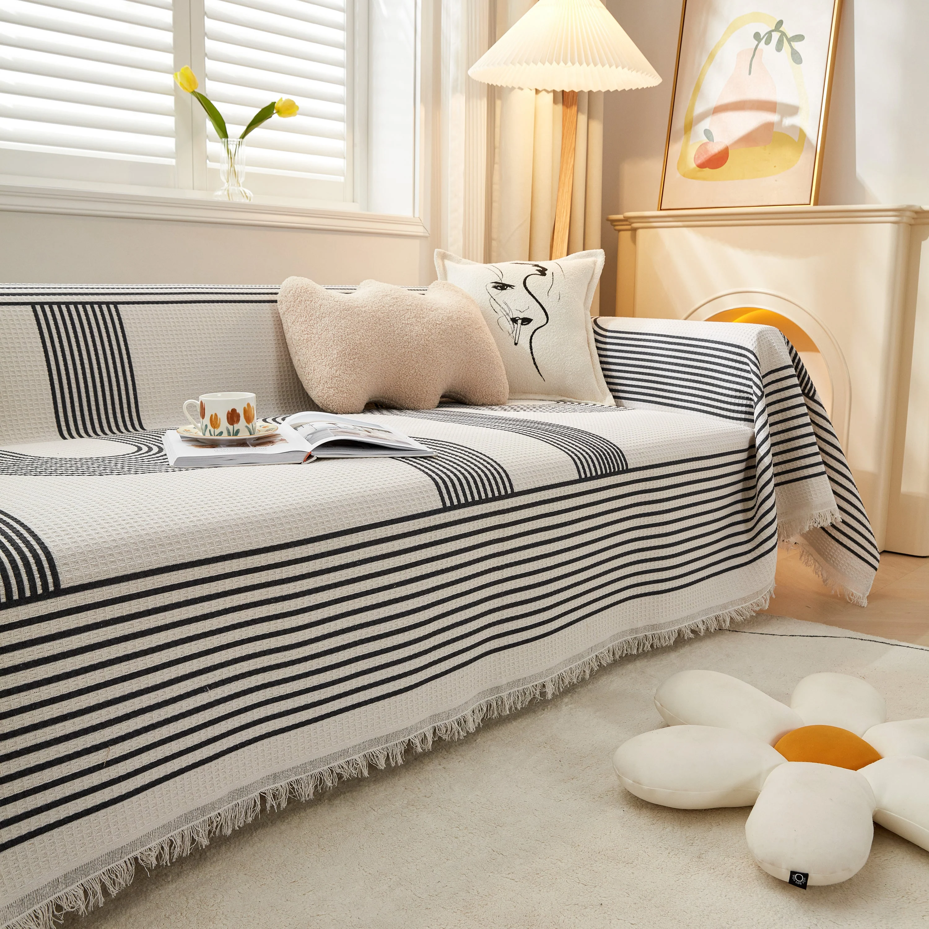 Couch Cover for Most Shape Sofas, Waffle Lattice Sofa Cover Throw, Washable Furniture Covers for Pets - Image 47