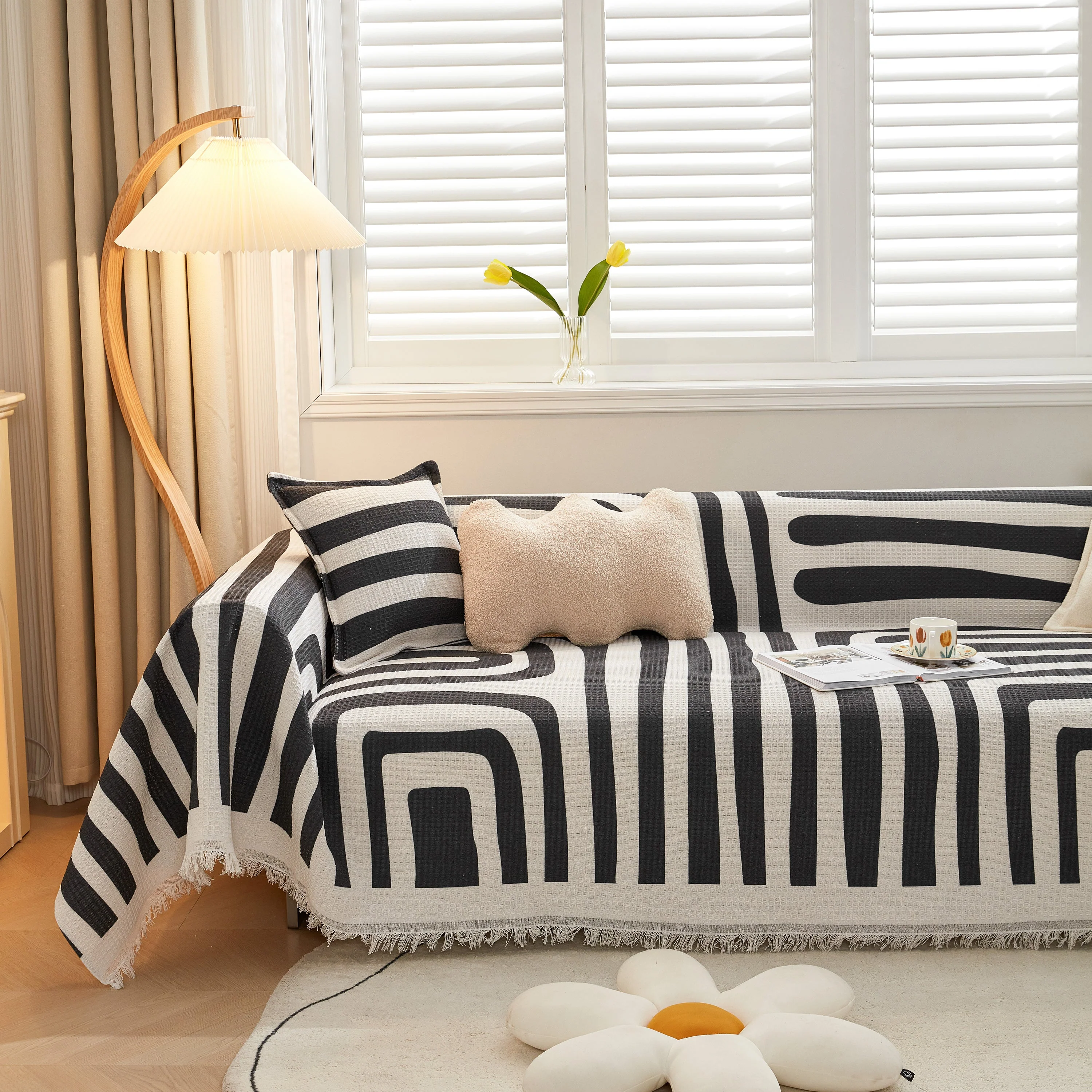 Couch Cover for Most Shape Sofas, Waffle Lattice Sofa Cover Throw, Washable Furniture Covers for Pets - Image 5