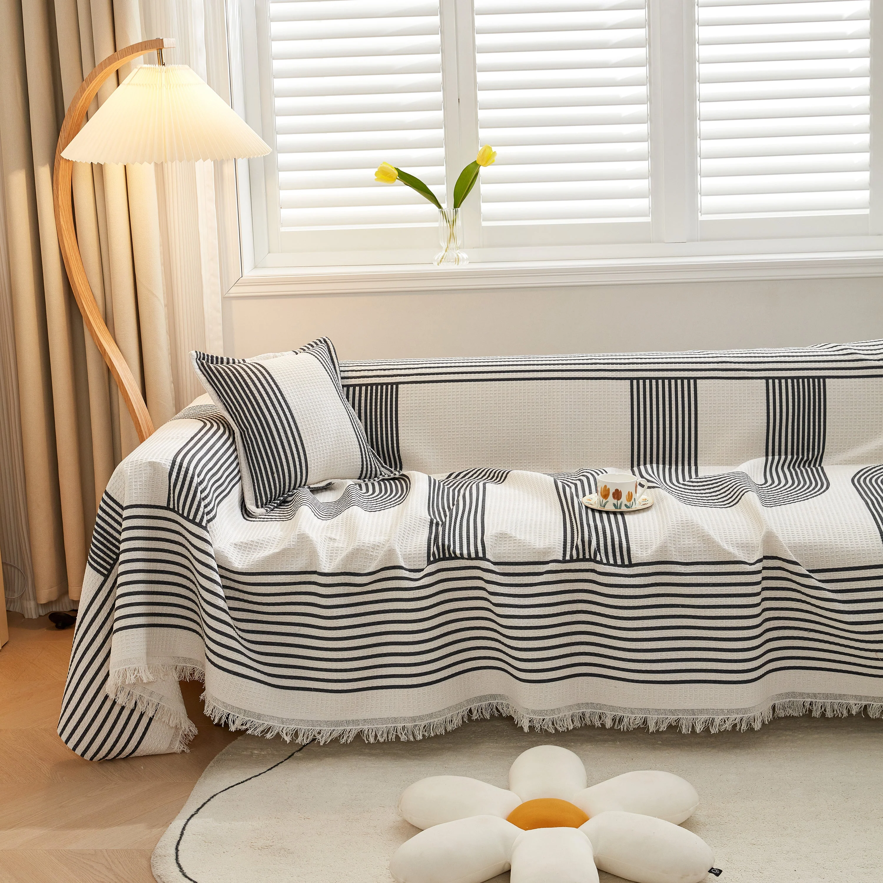 Couch Cover for Most Shape Sofas, Waffle Lattice Sofa Cover Throw, Washable Furniture Covers for Pets - Image 52