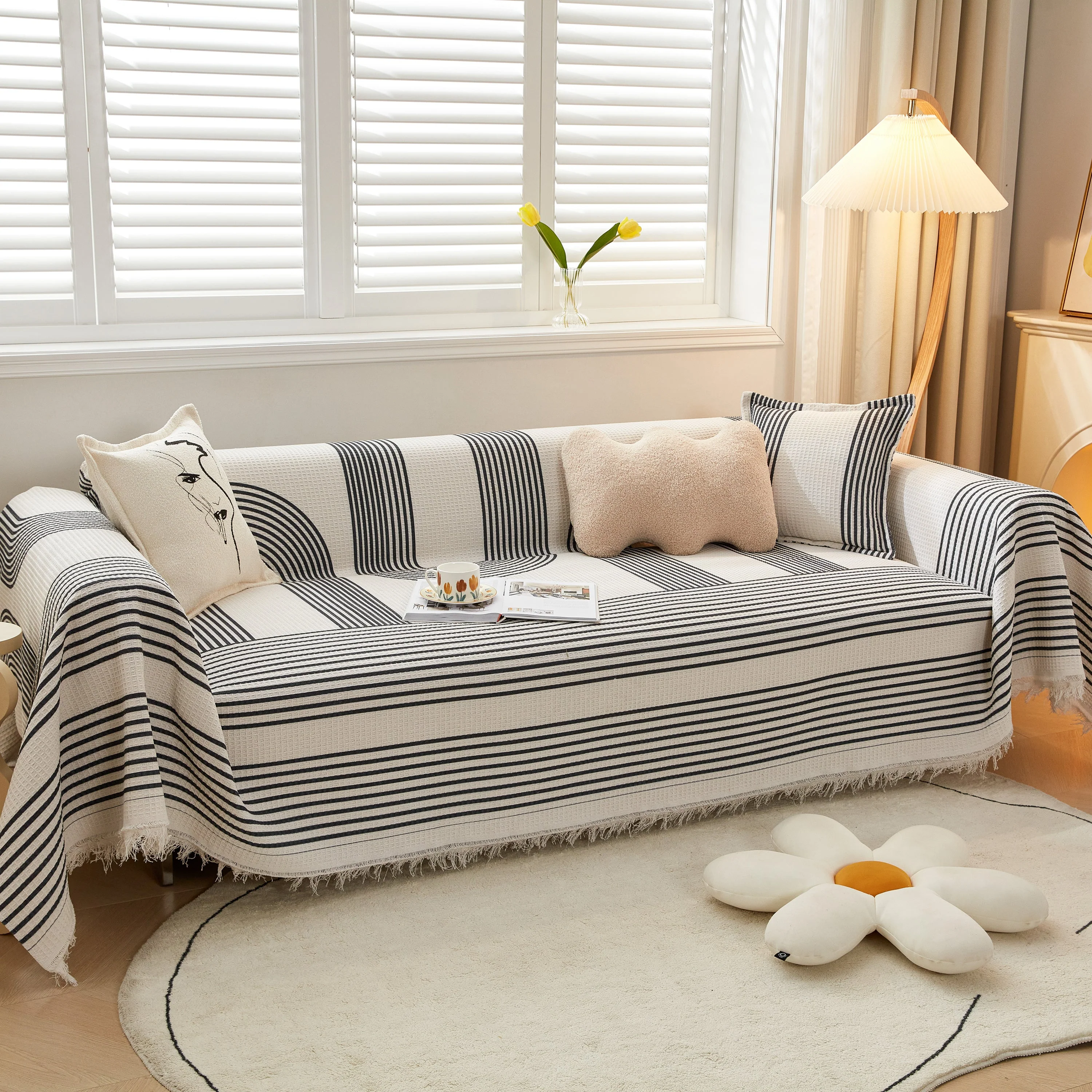 Couch Cover for Most Shape Sofas, Waffle Lattice Sofa Cover Throw, Washable Furniture Covers for Pets - Image 55