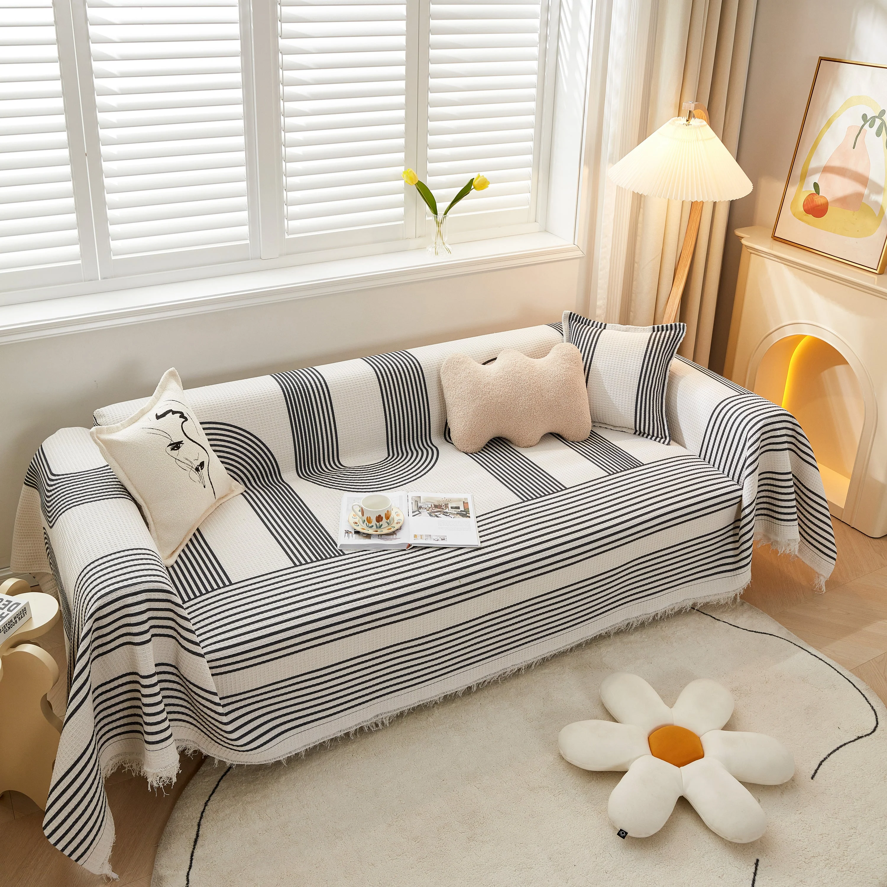 Couch Cover for Most Shape Sofas, Waffle Lattice Sofa Cover Throw, Washable Furniture Covers for Pets - Image 56