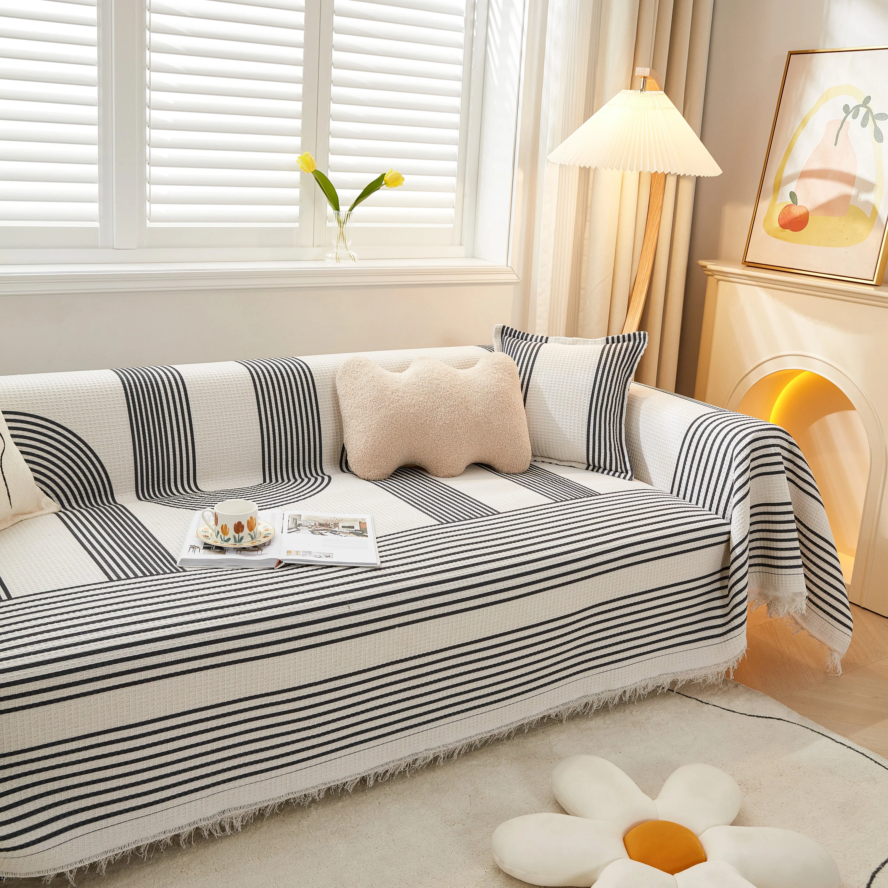 Couch Cover for Most Shape Sofas, Waffle Lattice Sofa Cover Throw, Washable Furniture Covers for Pets - Image 57