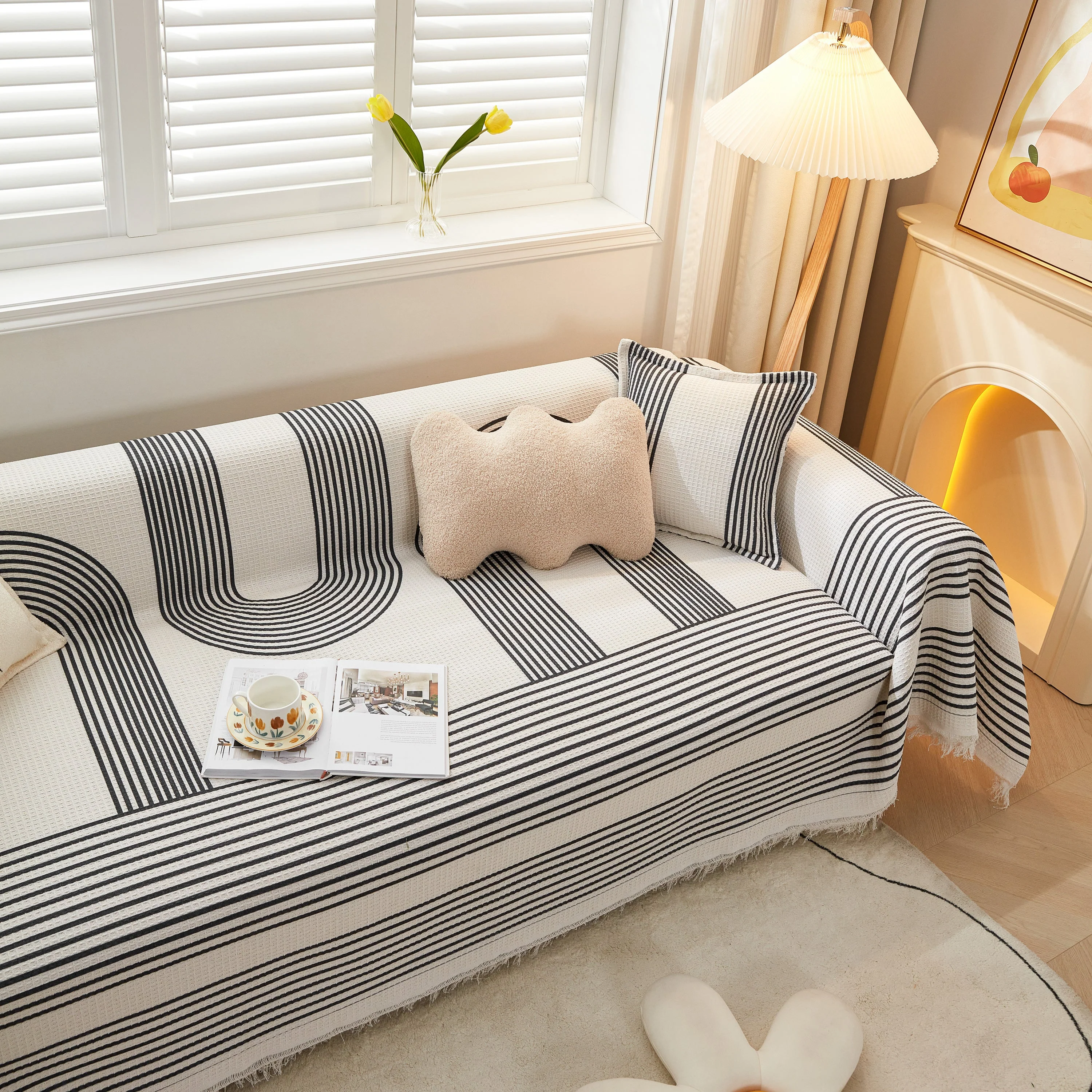 Couch Cover for Most Shape Sofas, Waffle Lattice Sofa Cover Throw, Washable Furniture Covers for Pets - Image 58