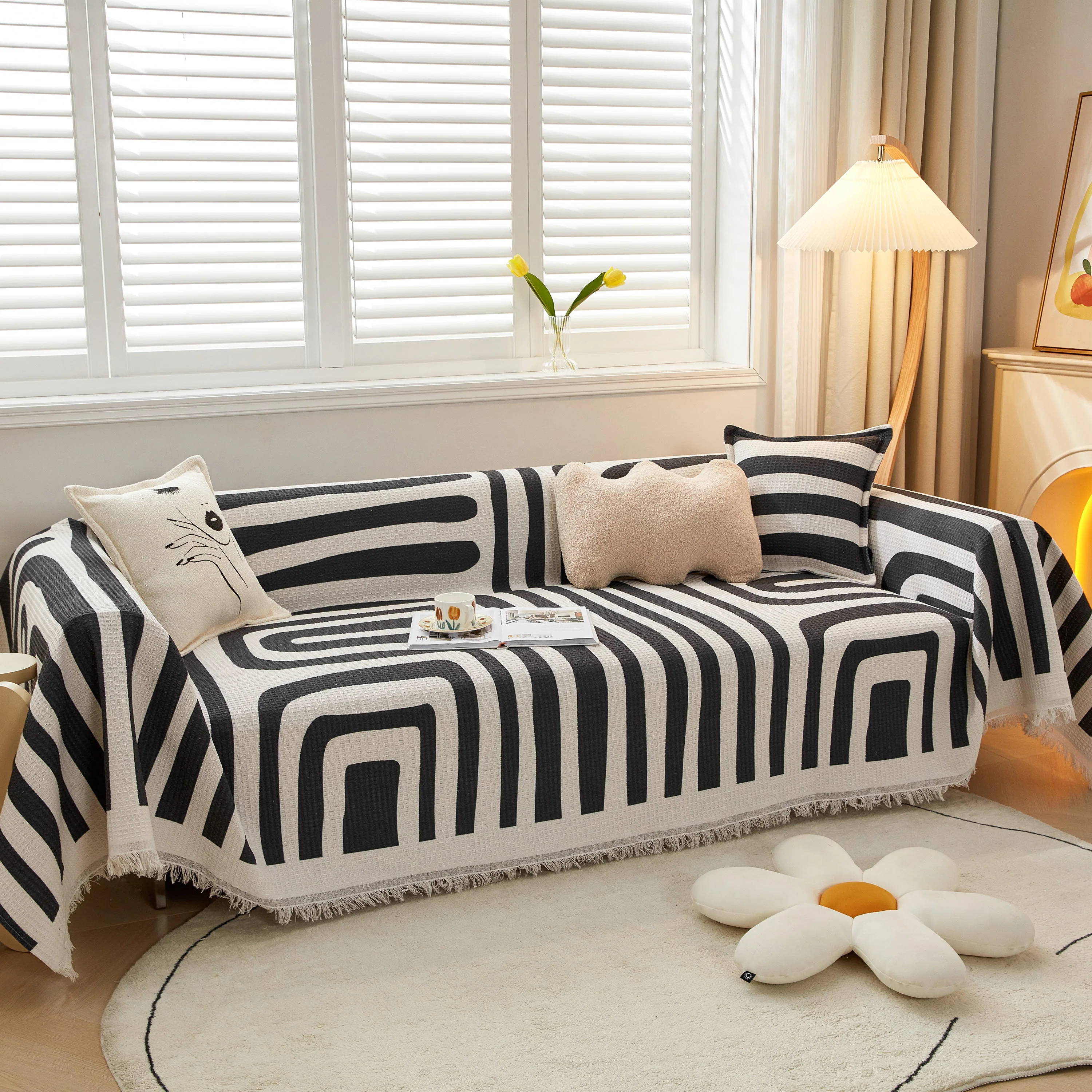Couch Cover for Most Shape Sofas, Waffle Lattice Sofa Cover Throw, Washable Furniture Covers for Pets - Image 6