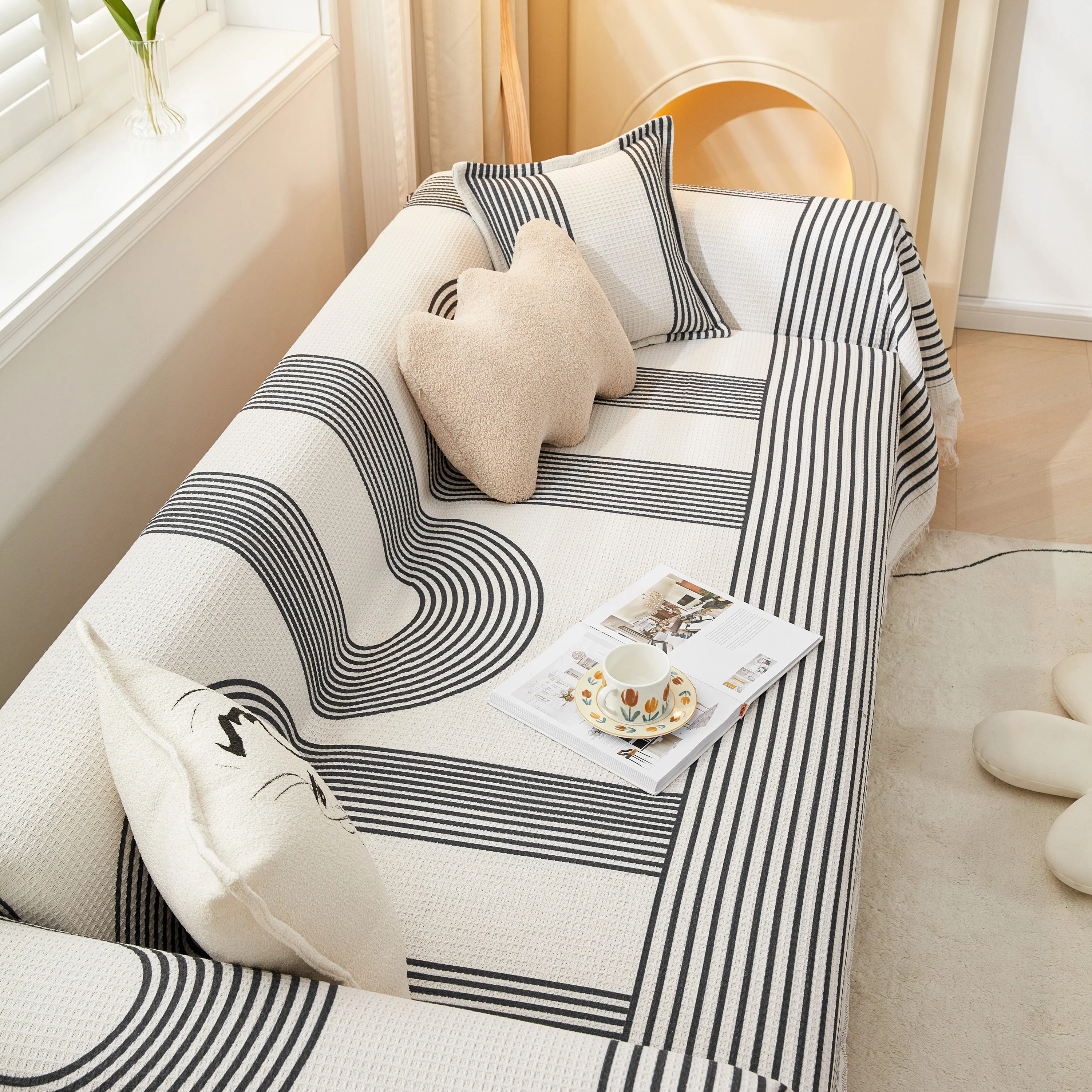 Couch Cover for Most Shape Sofas, Waffle Lattice Sofa Cover Throw, Washable Furniture Covers for Pets - Image 61