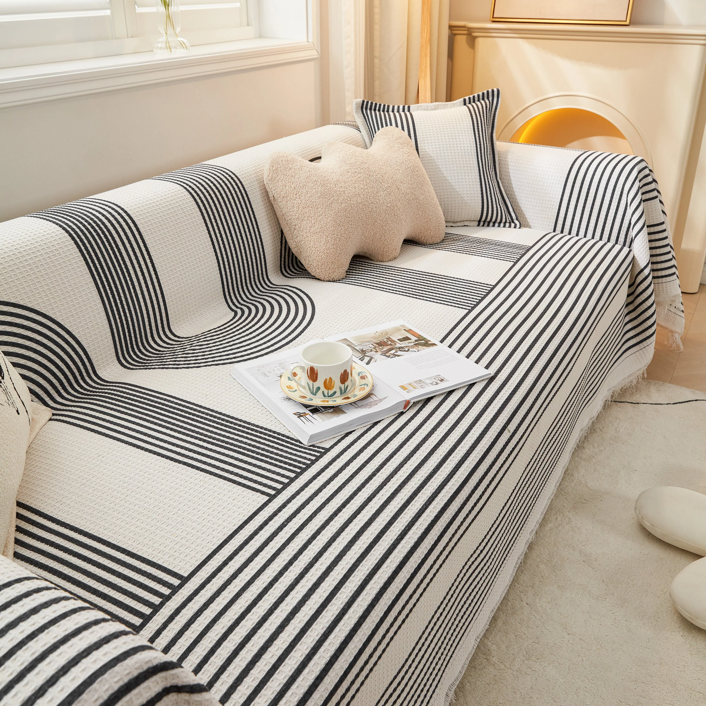 Couch Cover for Most Shape Sofas, Waffle Lattice Sofa Cover Throw, Washable Furniture Covers for Pets - Image 62
