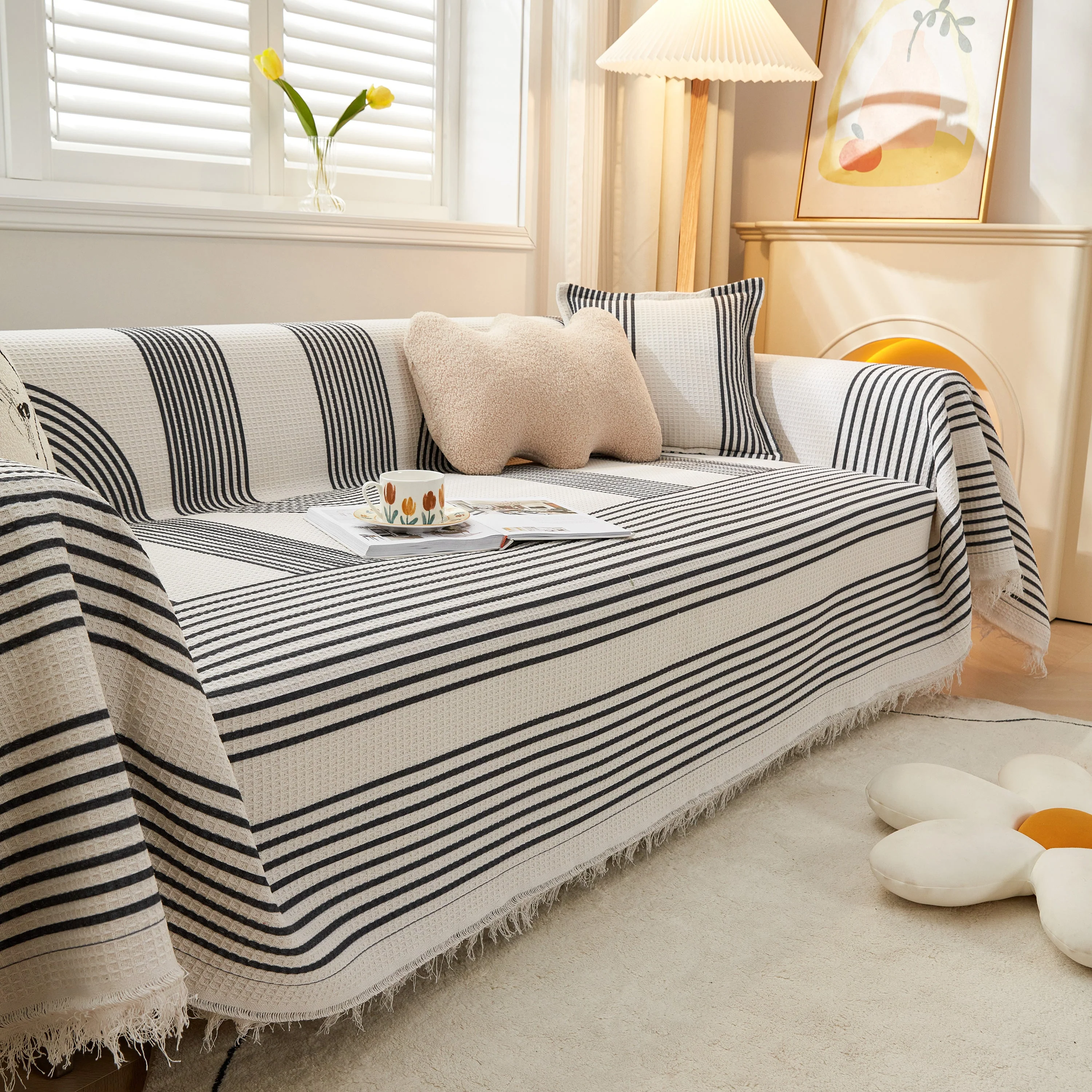 Couch Cover for Most Shape Sofas, Waffle Lattice Sofa Cover Throw, Washable Furniture Covers for Pets - Image 63