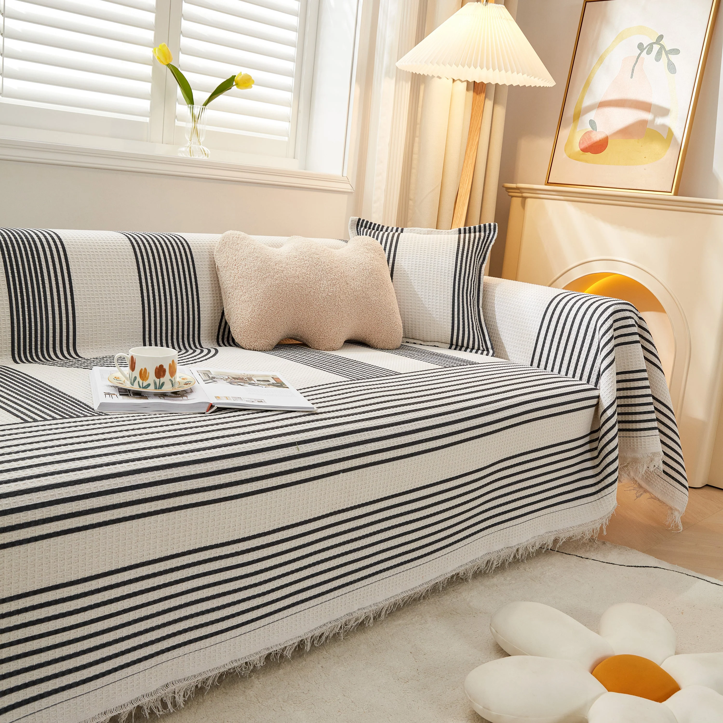 Couch Cover for Most Shape Sofas, Waffle Lattice Sofa Cover Throw, Washable Furniture Covers for Pets - Image 64
