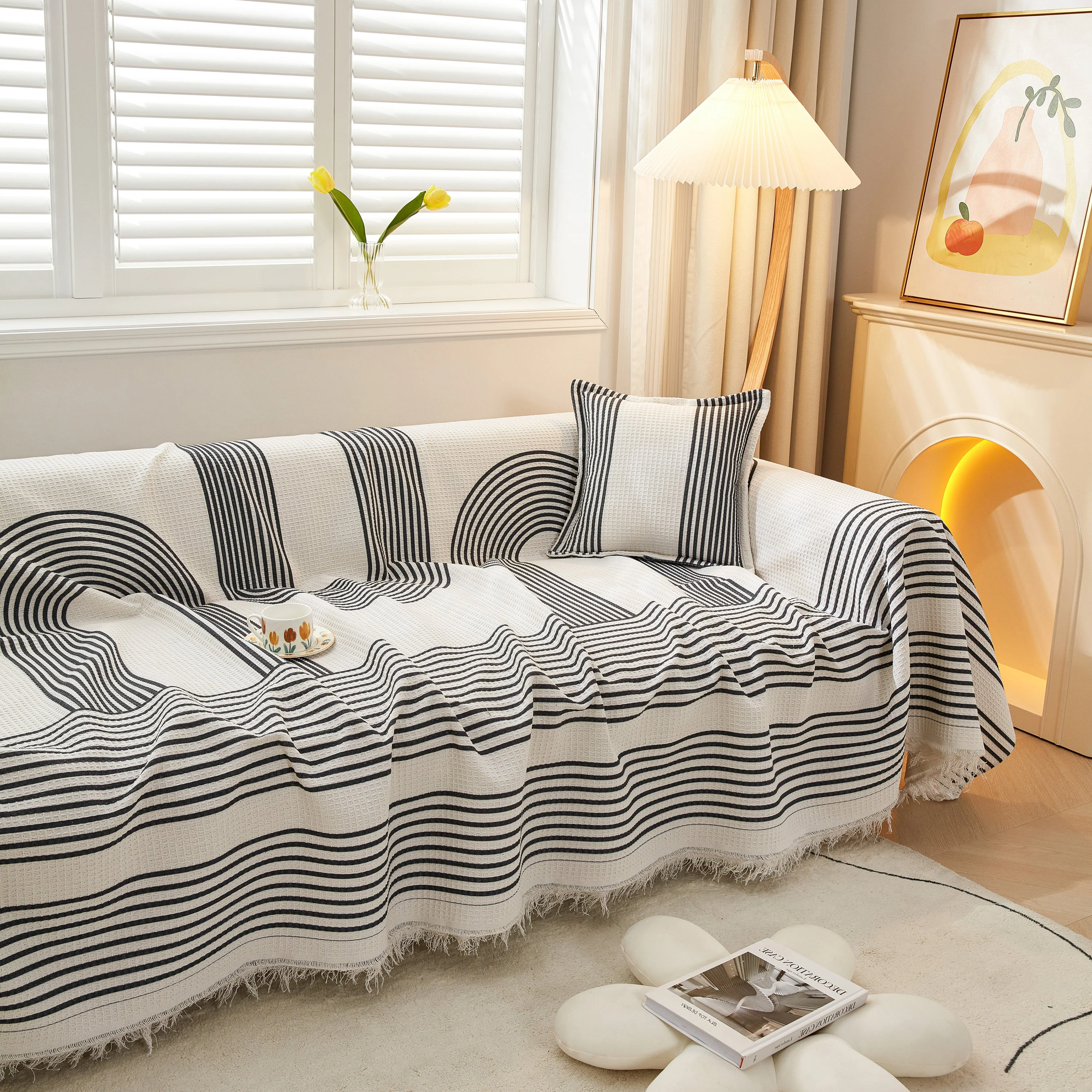 Couch Cover for Most Shape Sofas, Waffle Lattice Sofa Cover Throw, Washable Furniture Covers for Pets - Image 69