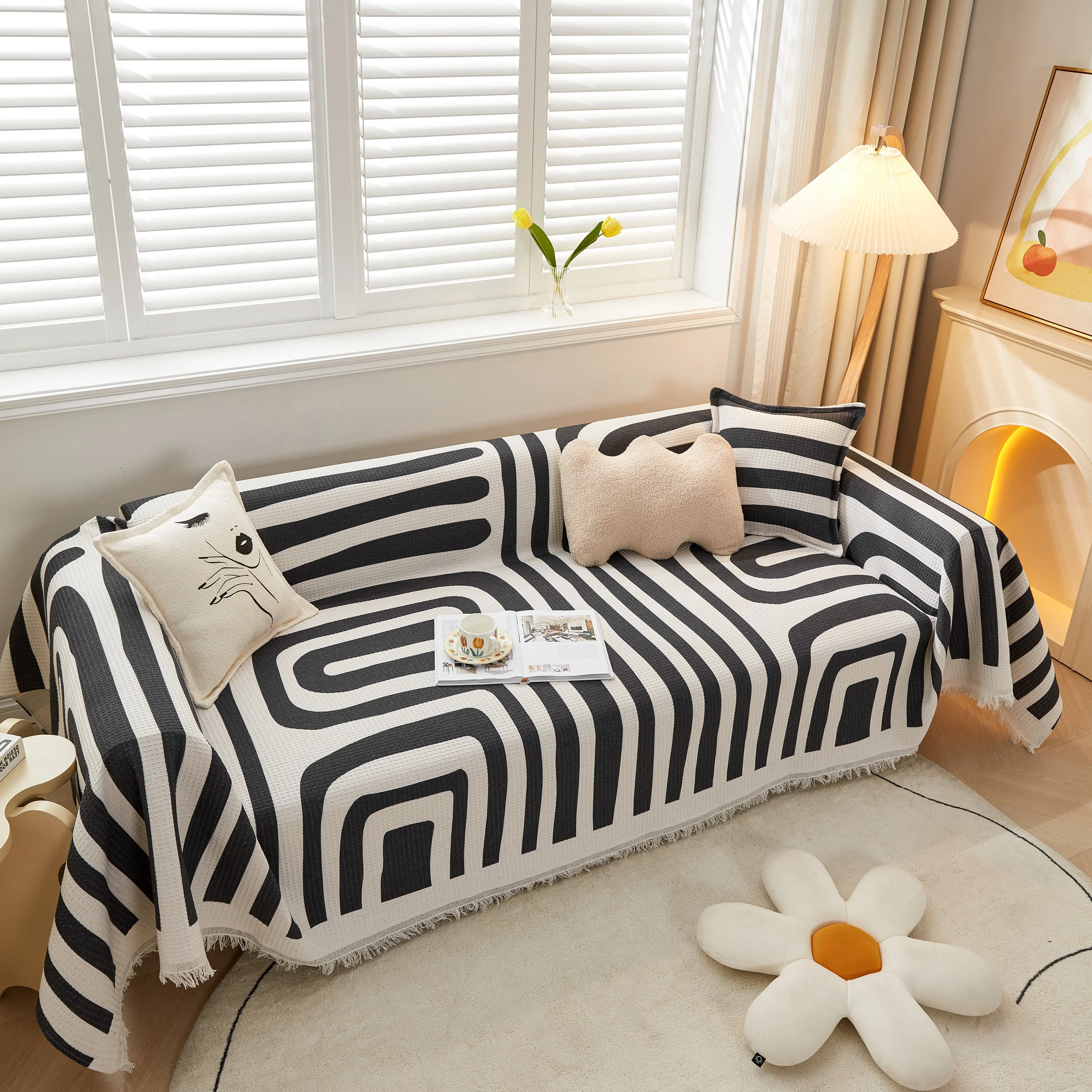 Couch Cover for Most Shape Sofas, Waffle Lattice Sofa Cover Throw, Washable Furniture Covers for Pets - Image 7