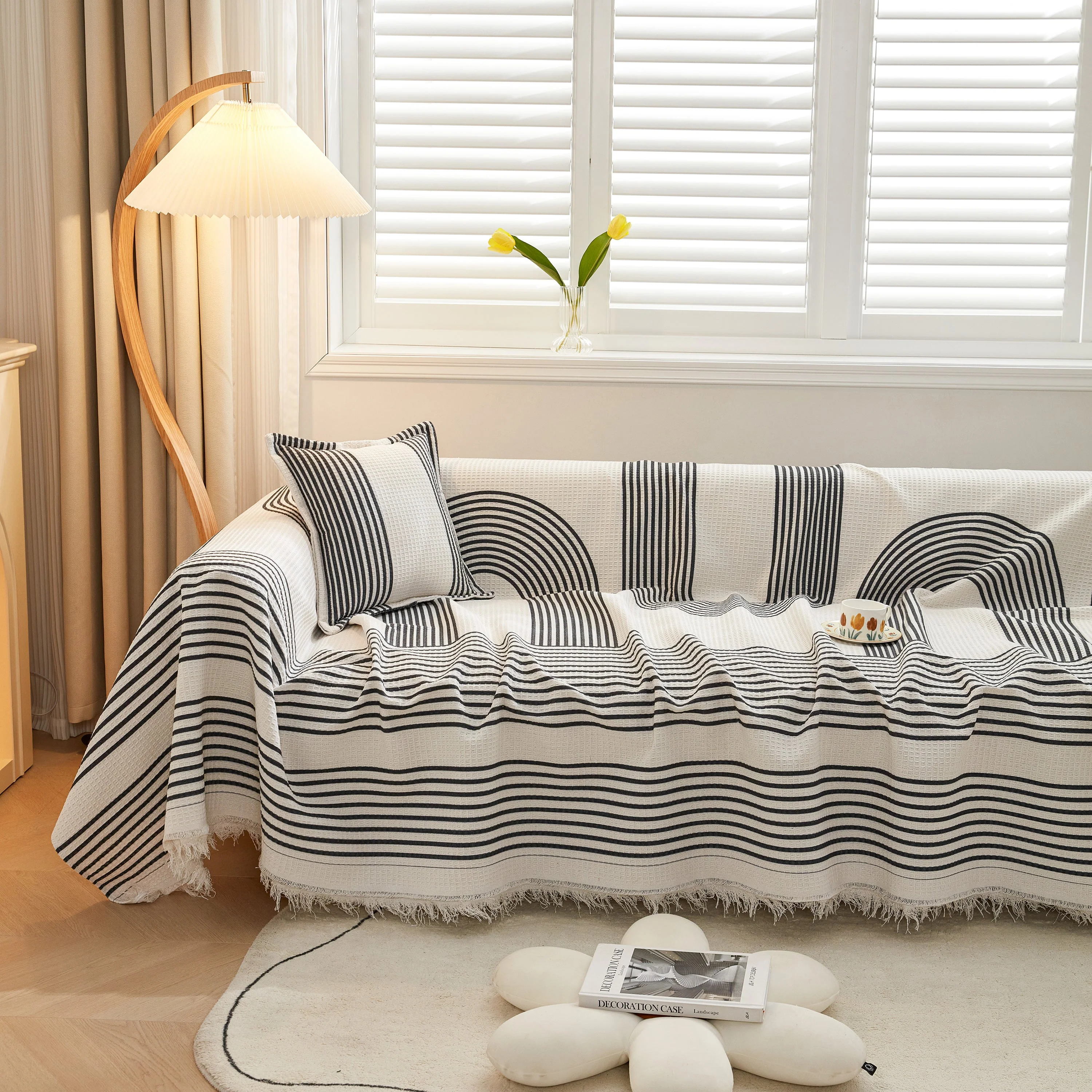Couch Cover for Most Shape Sofas, Waffle Lattice Sofa Cover Throw, Washable Furniture Covers for Pets - Image 70
