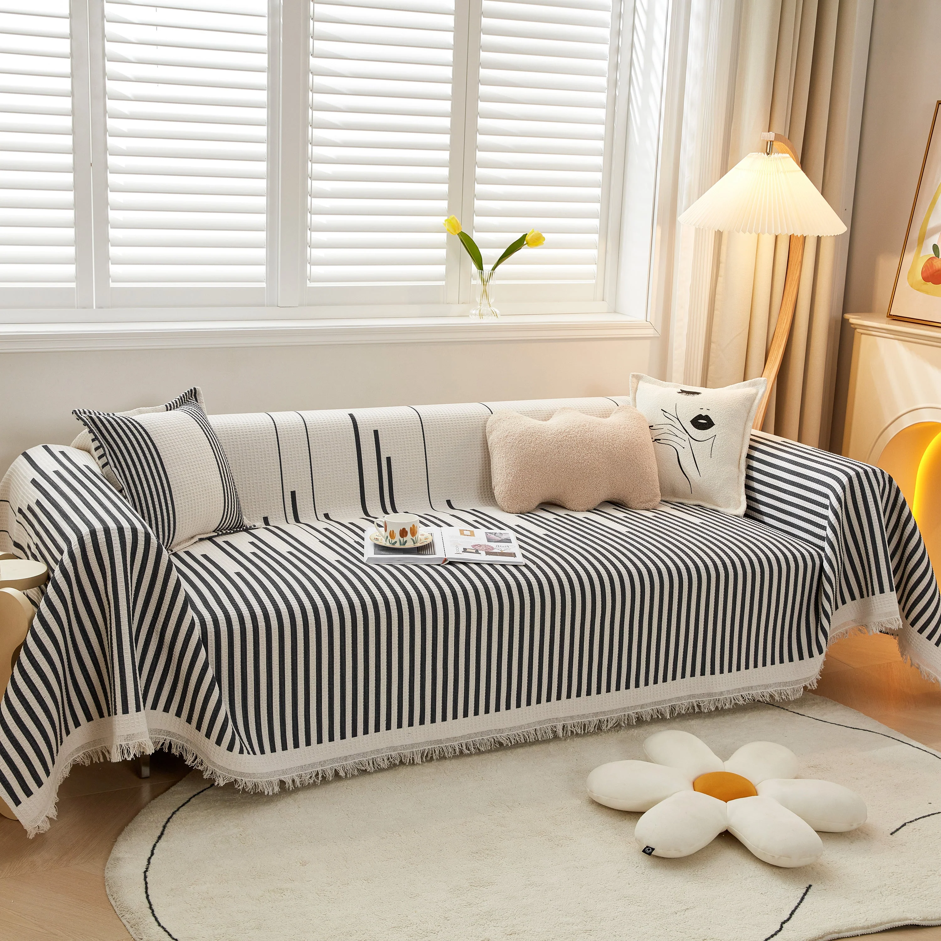 Couch Cover for Most Shape Sofas, Waffle Lattice Sofa Cover Throw, Washable Furniture Covers for Pets - Image 74