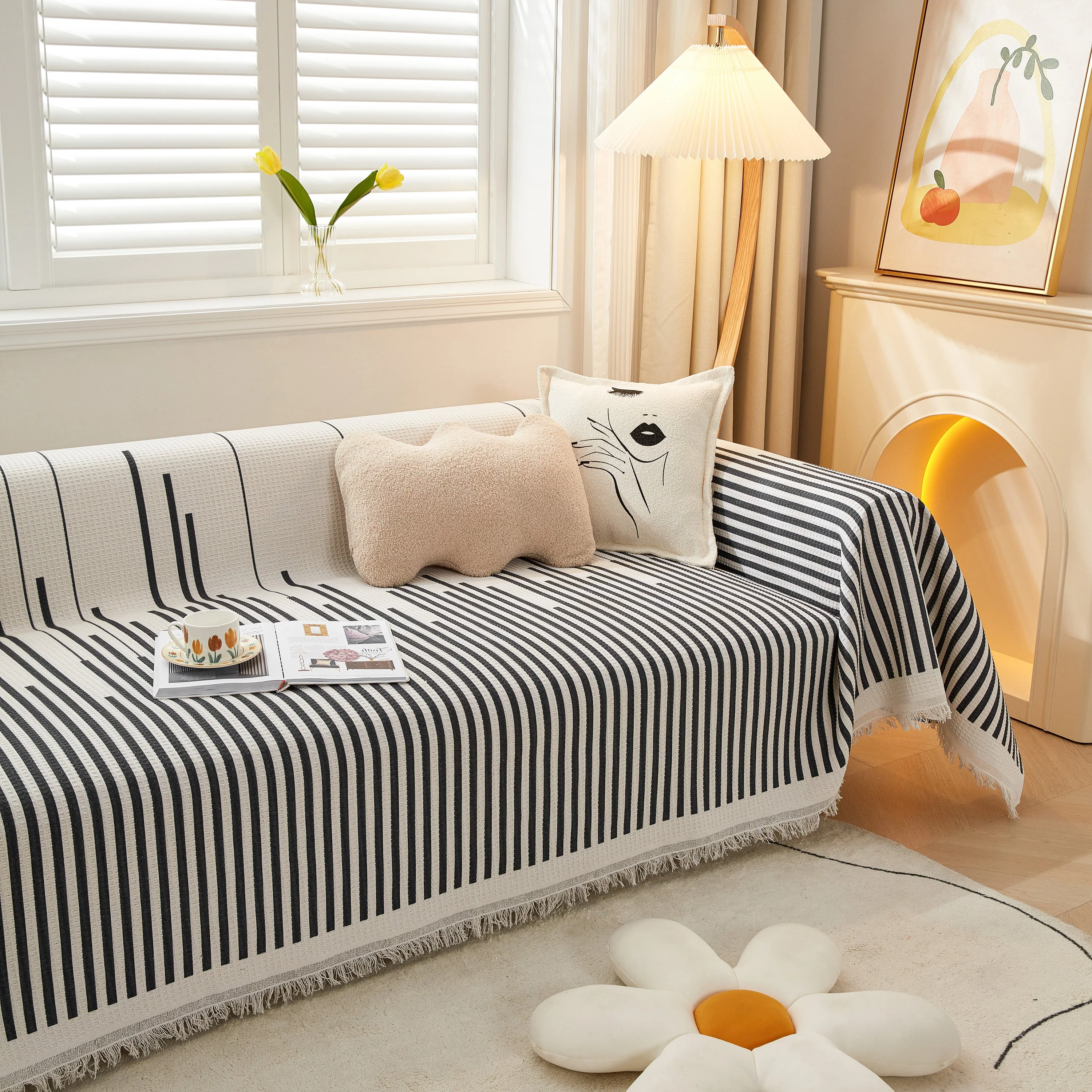 Couch Cover for Most Shape Sofas, Waffle Lattice Sofa Cover Throw, Washable Furniture Covers for Pets - Image 75