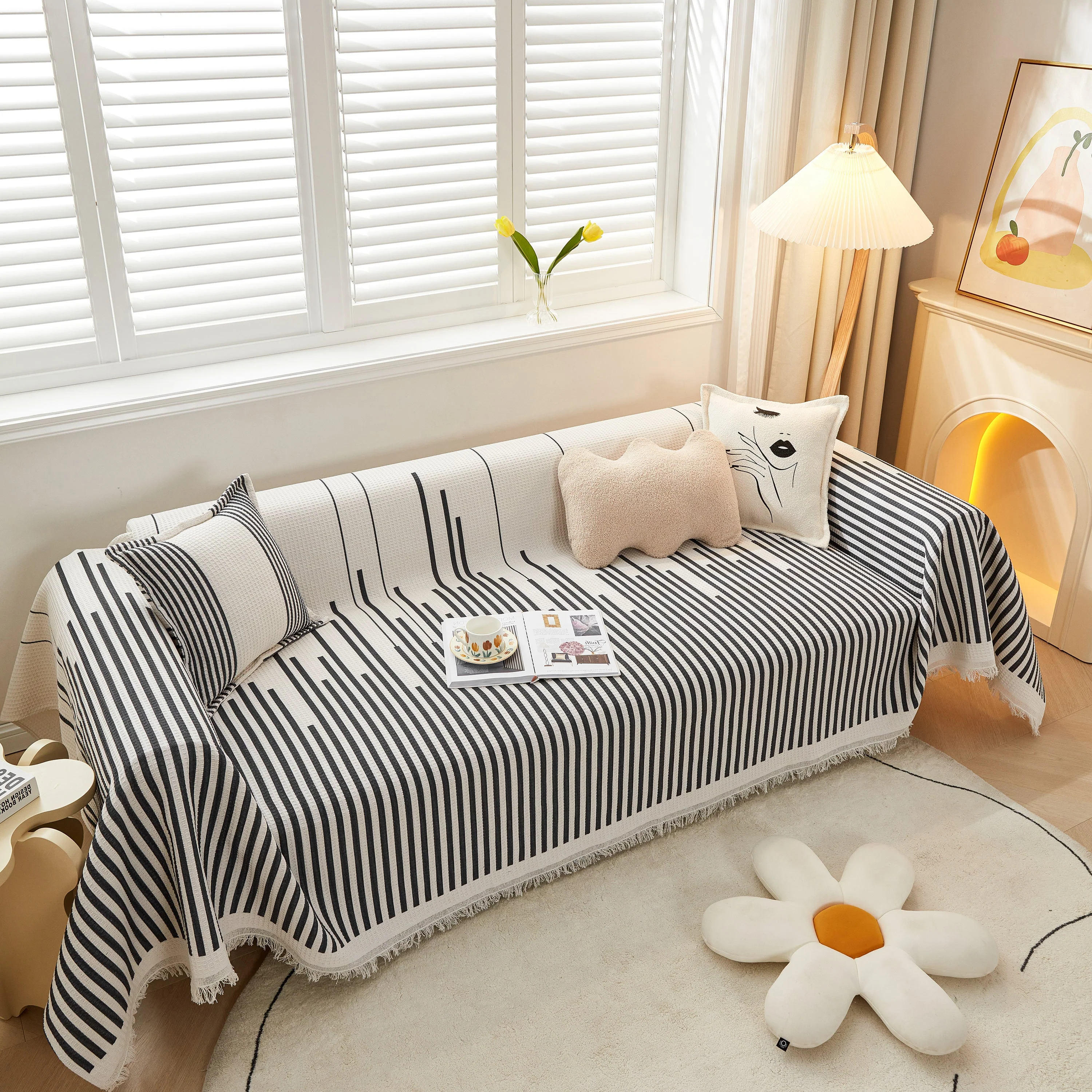 Couch Cover for Most Shape Sofas, Waffle Lattice Sofa Cover Throw, Washable Furniture Covers for Pets - Image 76