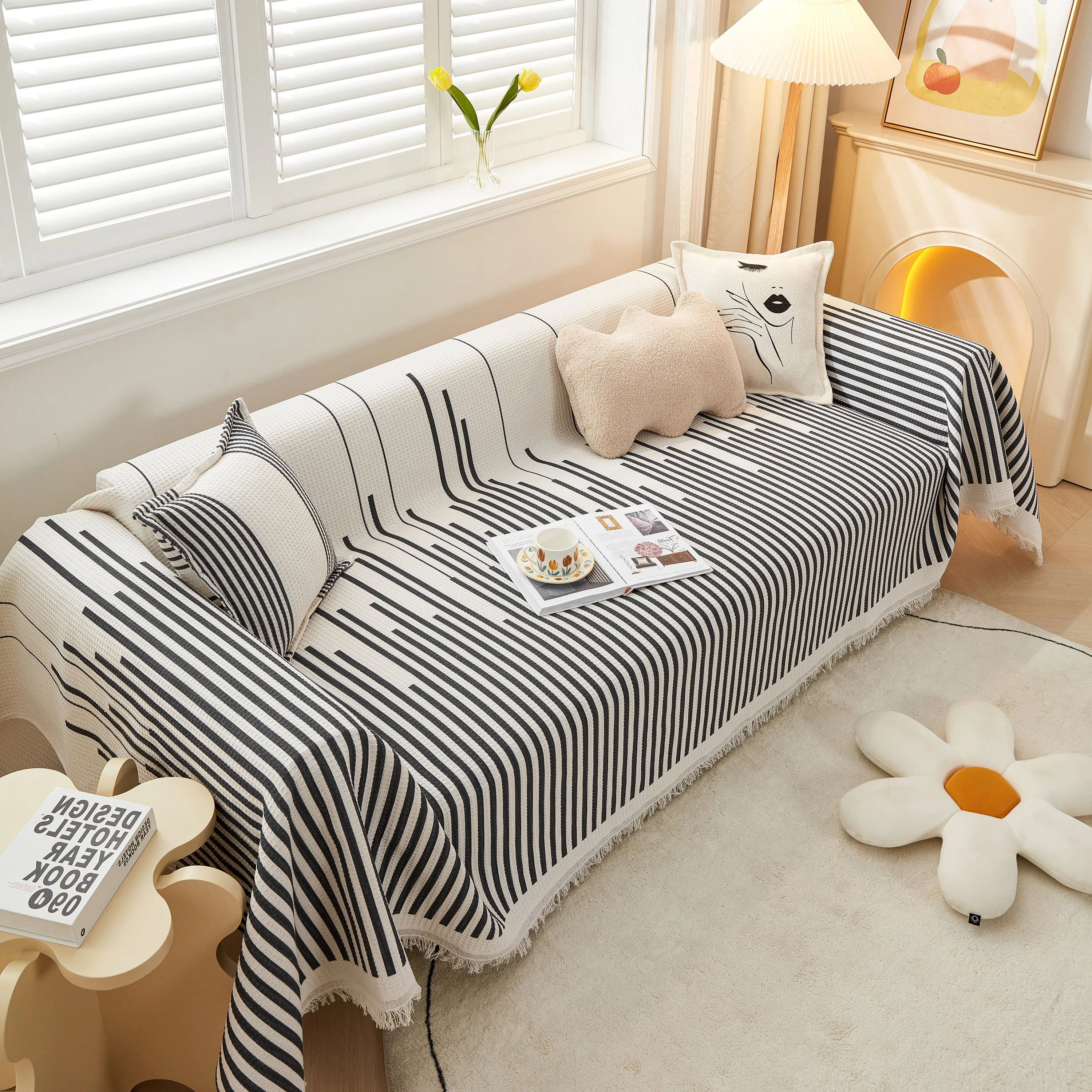 Couch Cover for Most Shape Sofas, Waffle Lattice Sofa Cover Throw, Washable Furniture Covers for Pets - Image 77