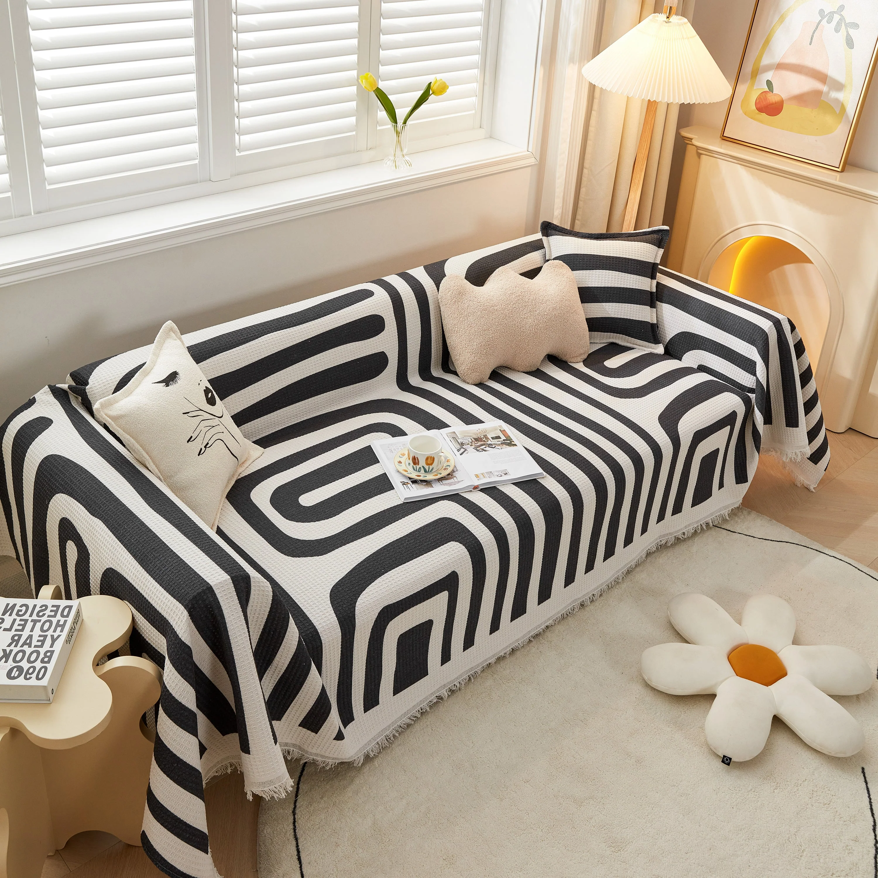 Couch Cover for Most Shape Sofas, Waffle Lattice Sofa Cover Throw, Washable Furniture Covers for Pets - Image 8
