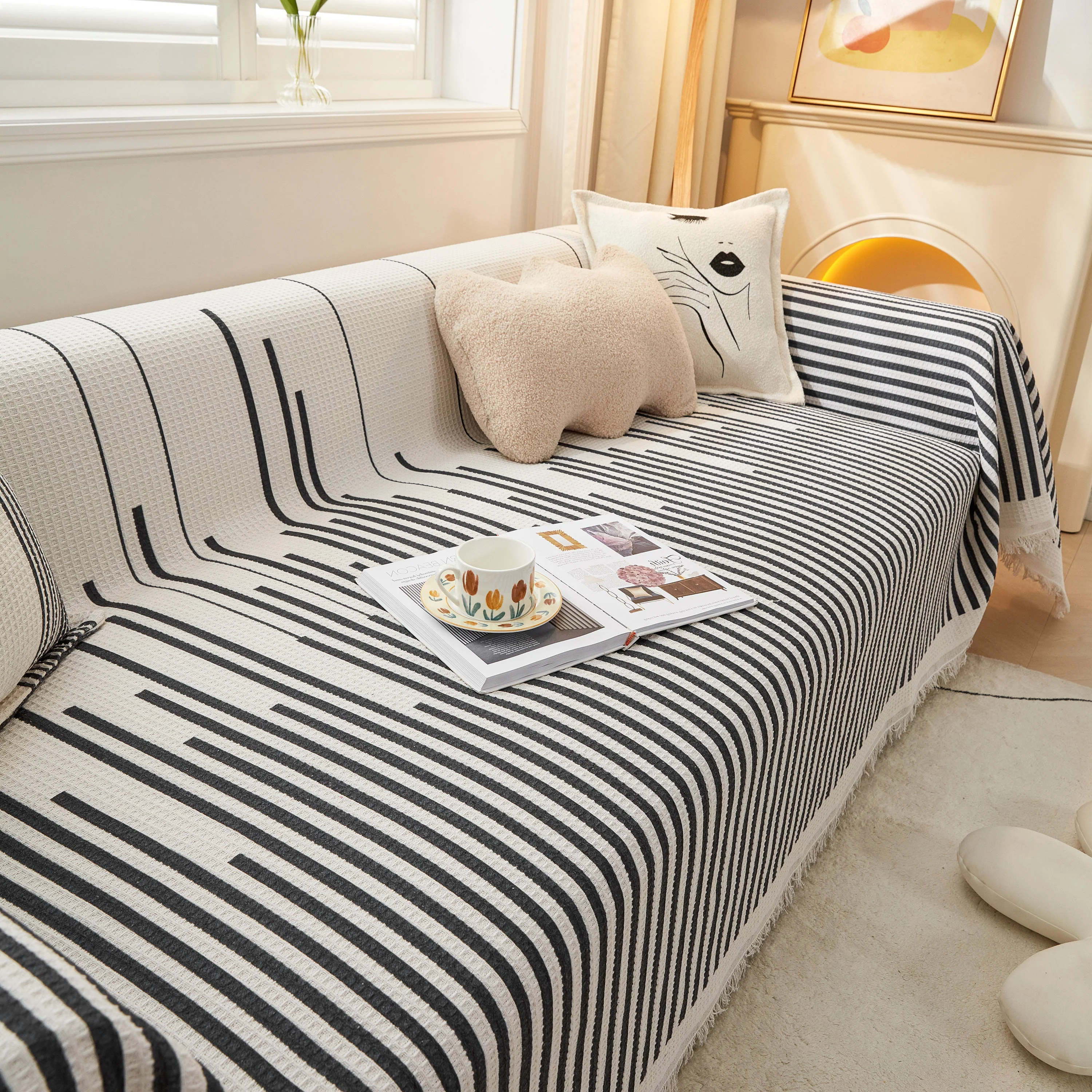 Couch Cover for Most Shape Sofas, Waffle Lattice Sofa Cover Throw, Washable Furniture Covers for Pets - Image 80