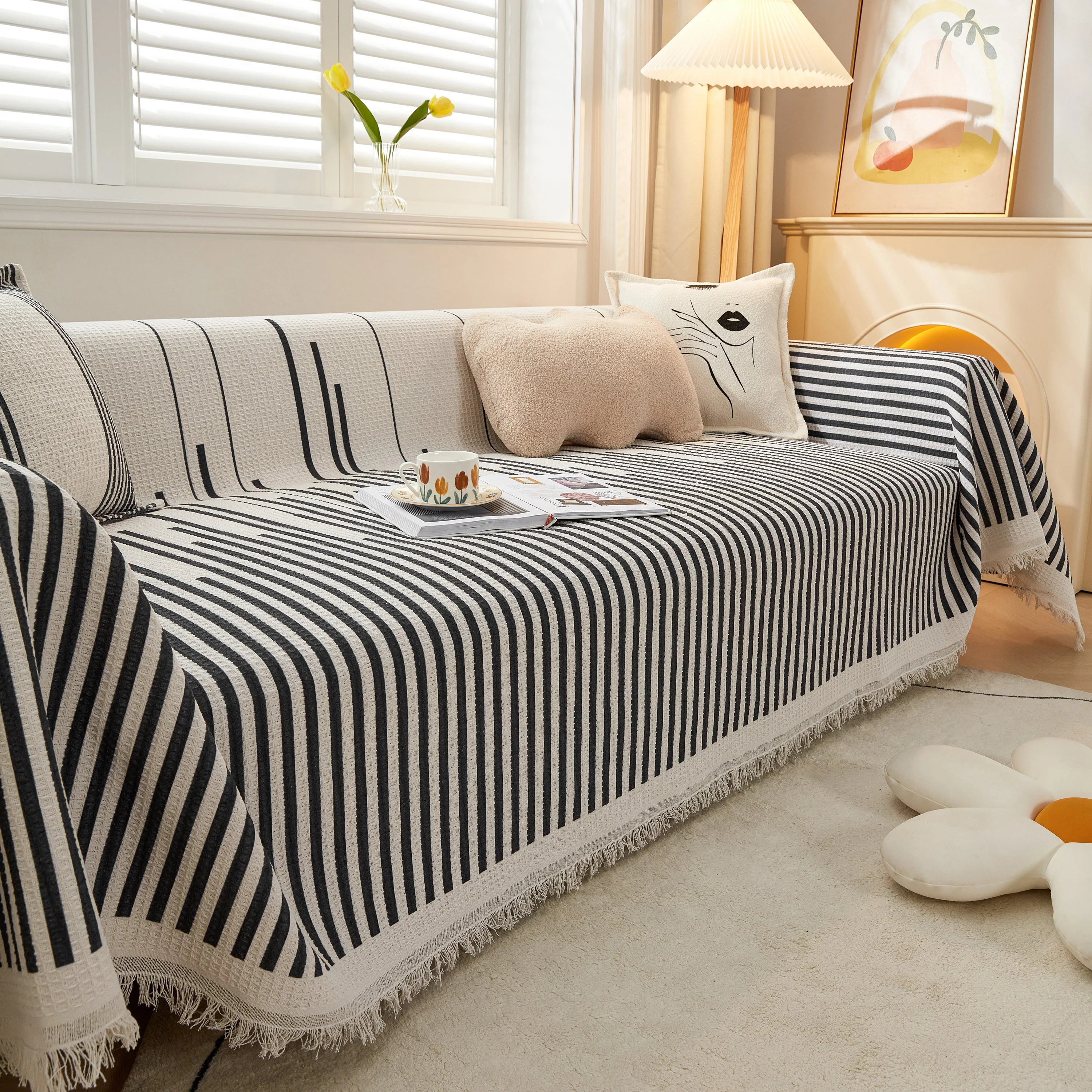 Couch Cover for Most Shape Sofas, Waffle Lattice Sofa Cover Throw, Washable Furniture Covers for Pets - Image 82