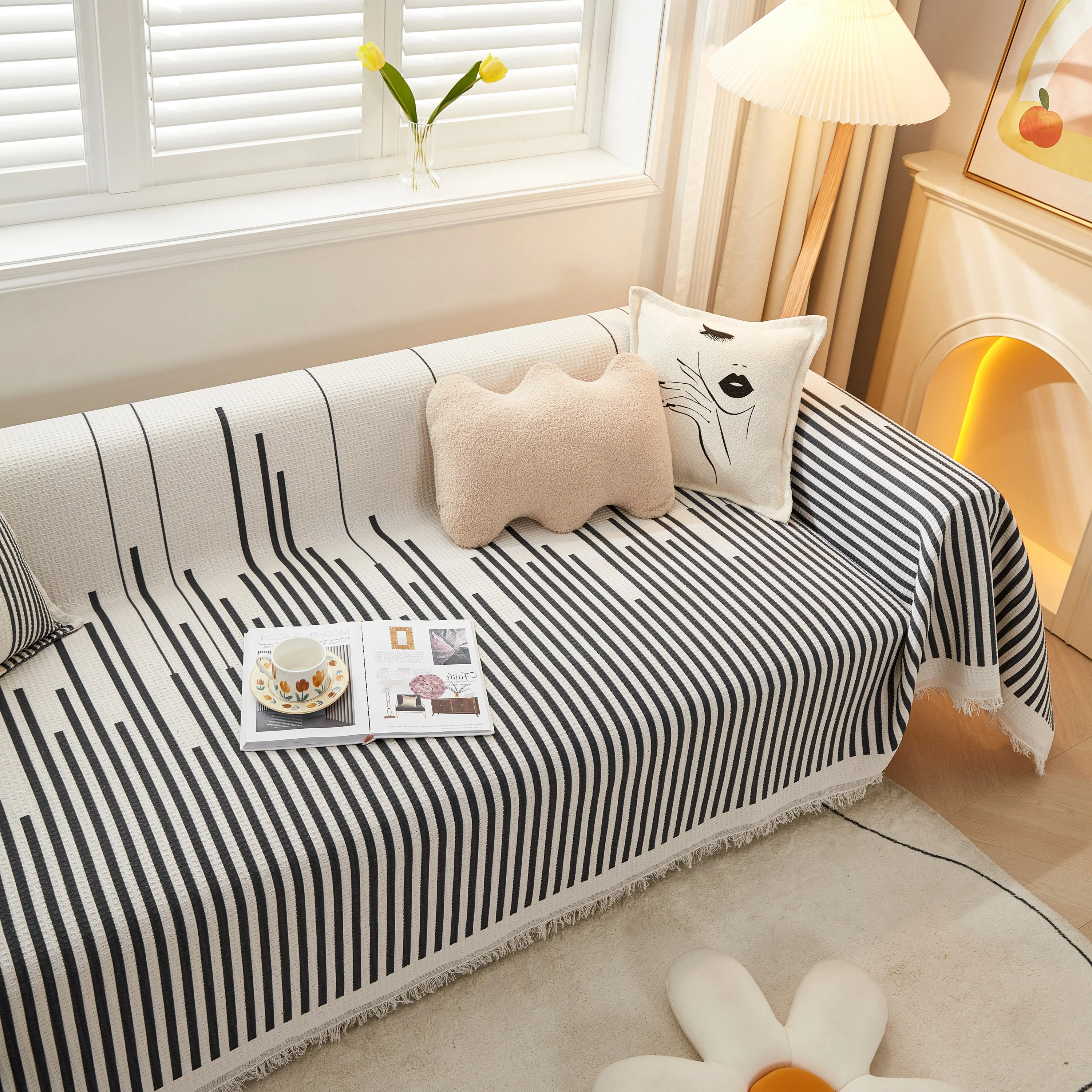 Couch Cover for Most Shape Sofas, Waffle Lattice Sofa Cover Throw, Washable Furniture Covers for Pets - Image 83