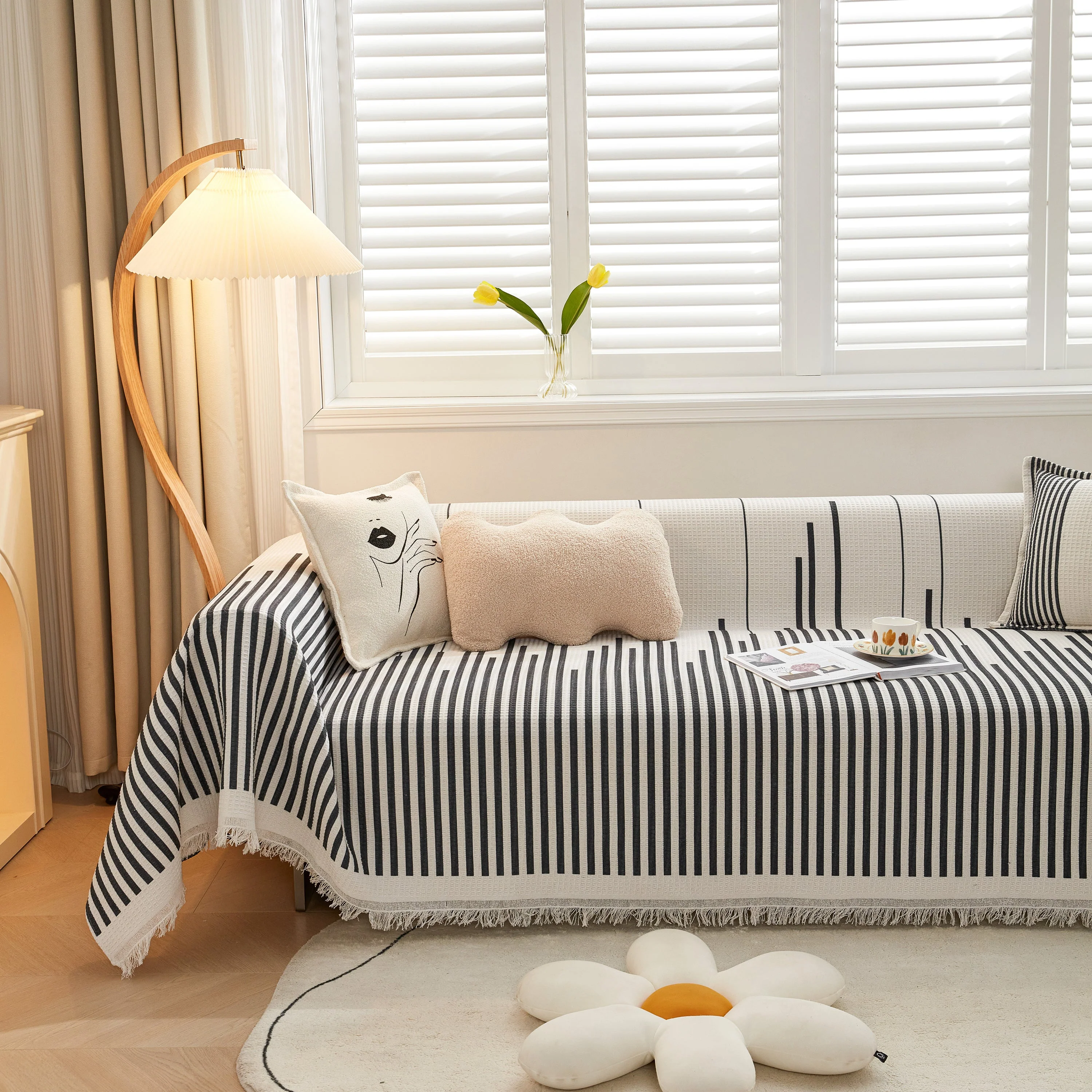 Couch Cover for Most Shape Sofas, Waffle Lattice Sofa Cover Throw, Washable Furniture Covers for Pets - Image 84